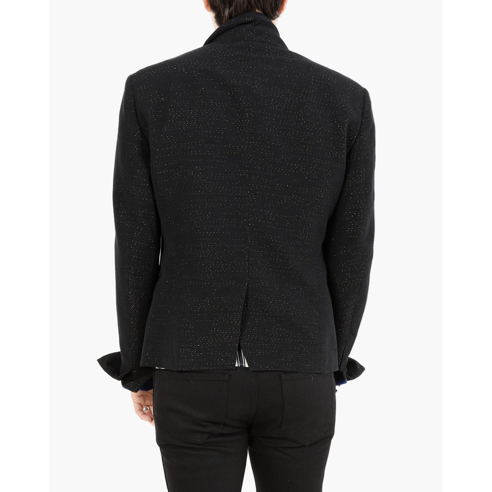 Haider Ackermann SS17 Shawl Collar Blazer in Black Metallic Wool Size 50R - 2 Thumbnail