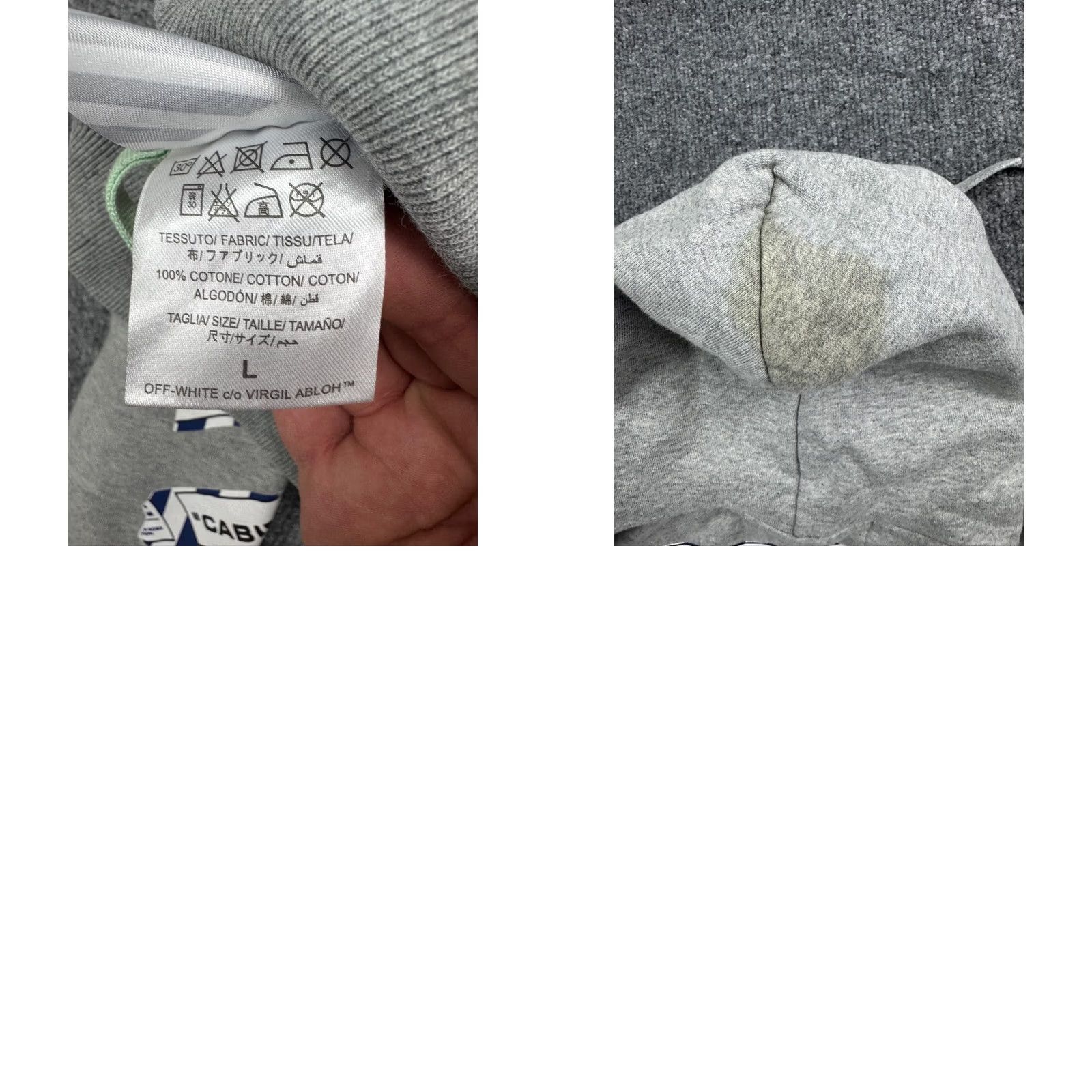 Off-White Off-White Cabin Baggage Tape Arrows Hoodie Mens L Gray Pullover Sweatshirt Pocket Size US L / EU 52-54 / 3 - 8 Thumbnail