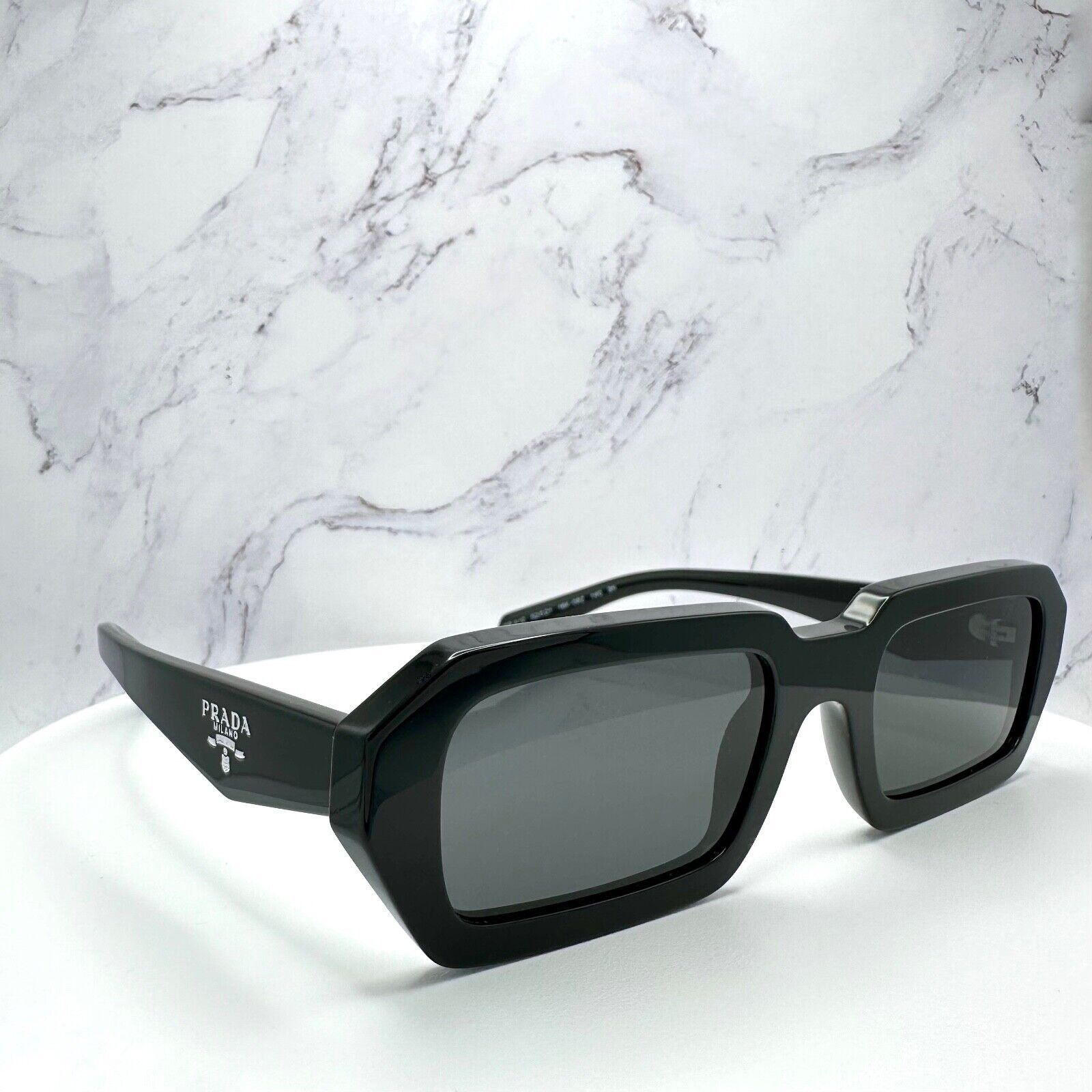 New PRADA Sunglasses Black Symbole PRADA MILANO Logo Square