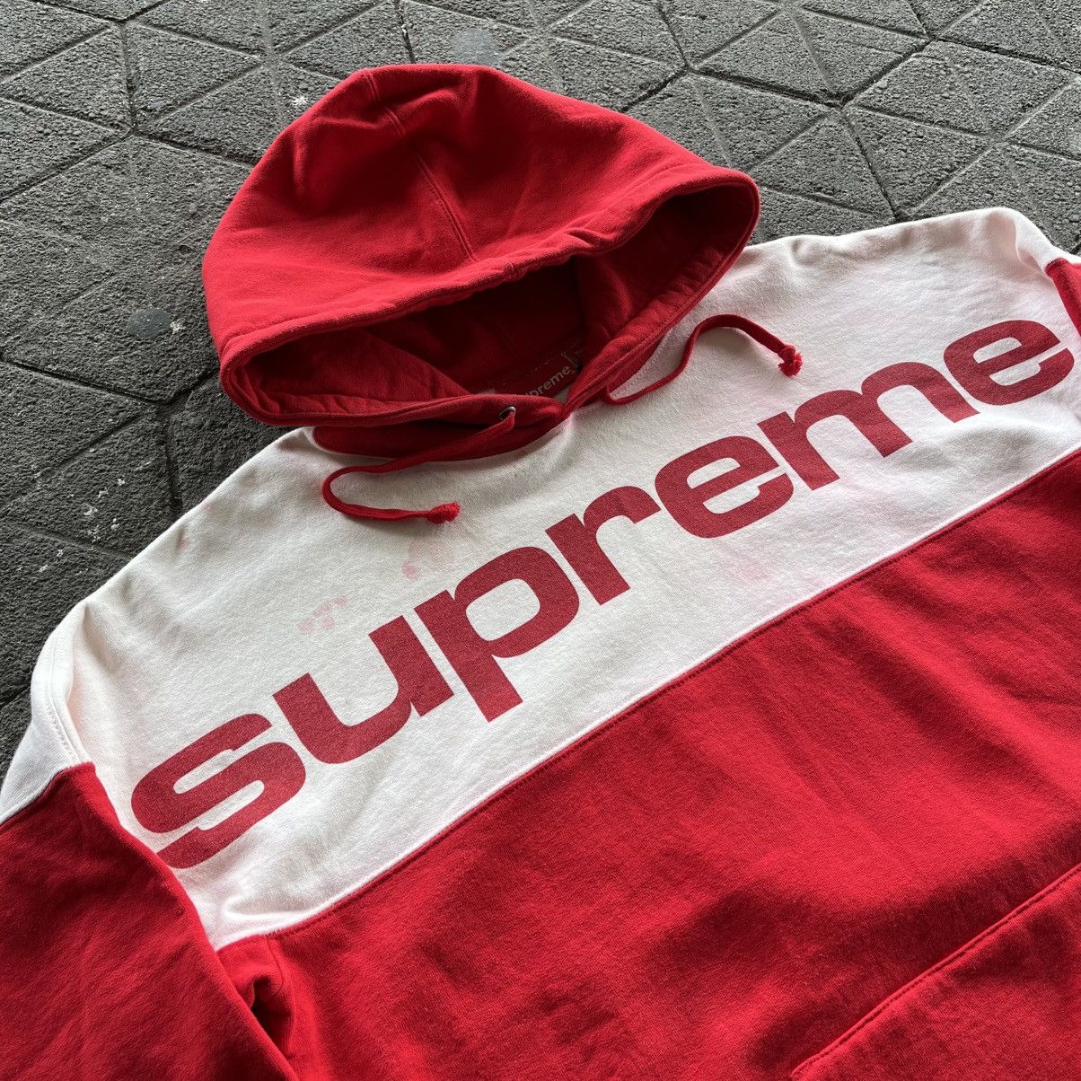 Supreme × Vintage Supreme Blocked Hoodie Red Made in Canada Size US L / EU 52-54 / 3 - 6 Thumbnail