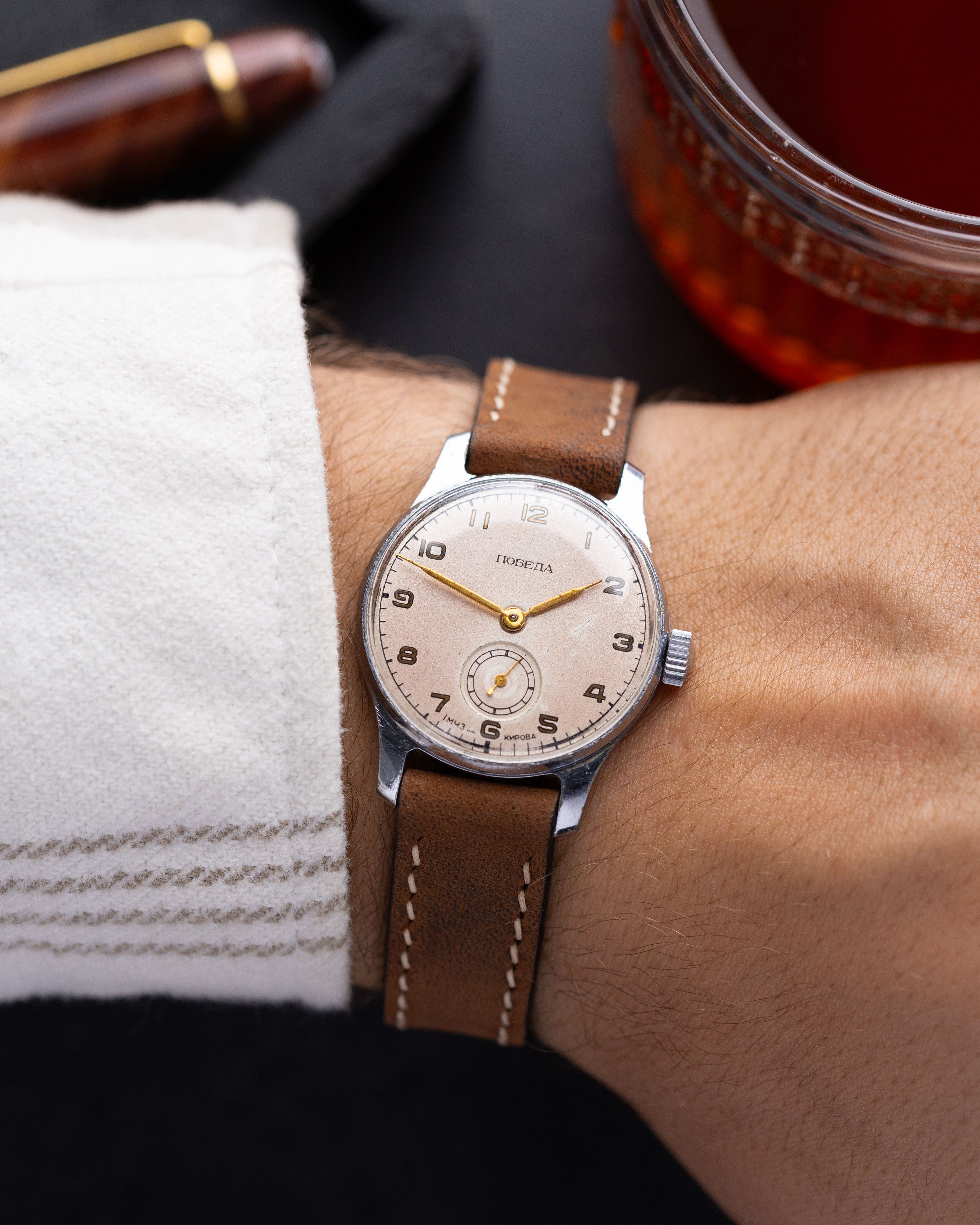 Other Pobeda Vintage Soviet Watch Patina Dial from 1950's Size 34 - 1 Thumbnail
