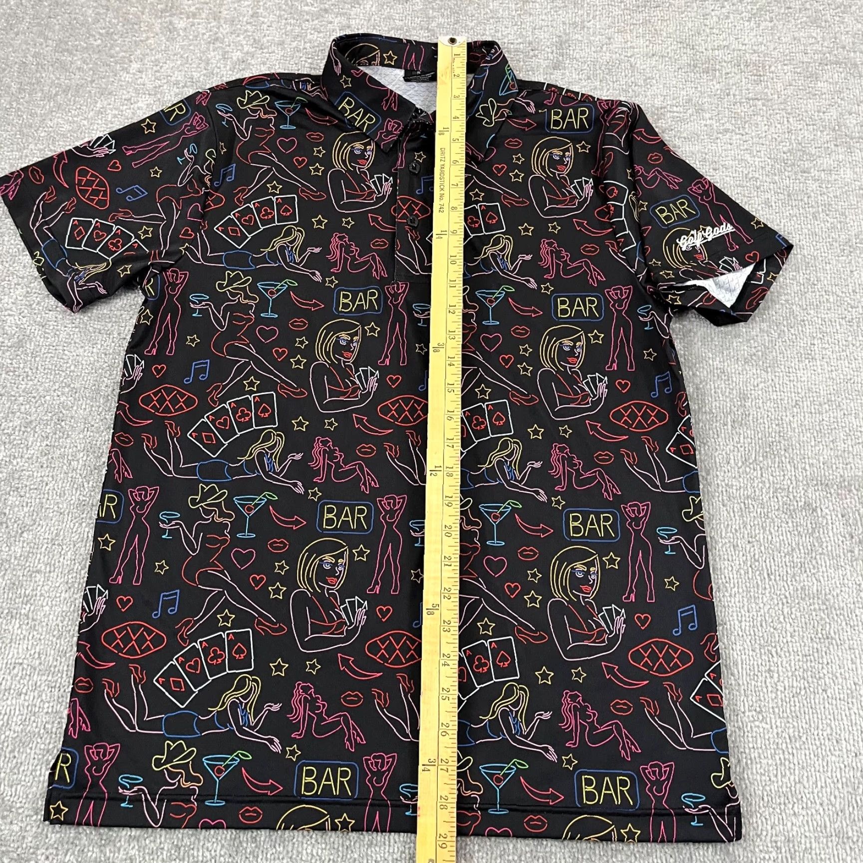 Vintage GOLF GODS Polo Shirt Mens Small Black Vegas Nights Cool Tech Performance Stretch Size US S / EU 44-46 / 1 - 5 Thumbnail