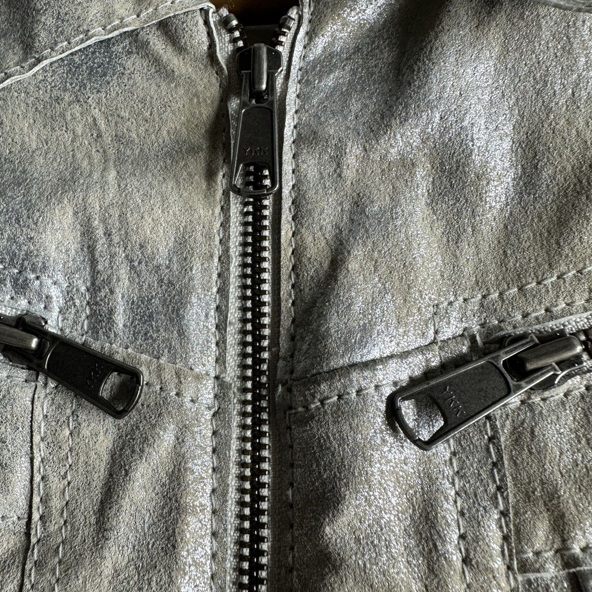 ARMA Metallic silver leather jacket by Arma sz S Size M / US 6-8 / IT 42-44 - 4 Thumbnail