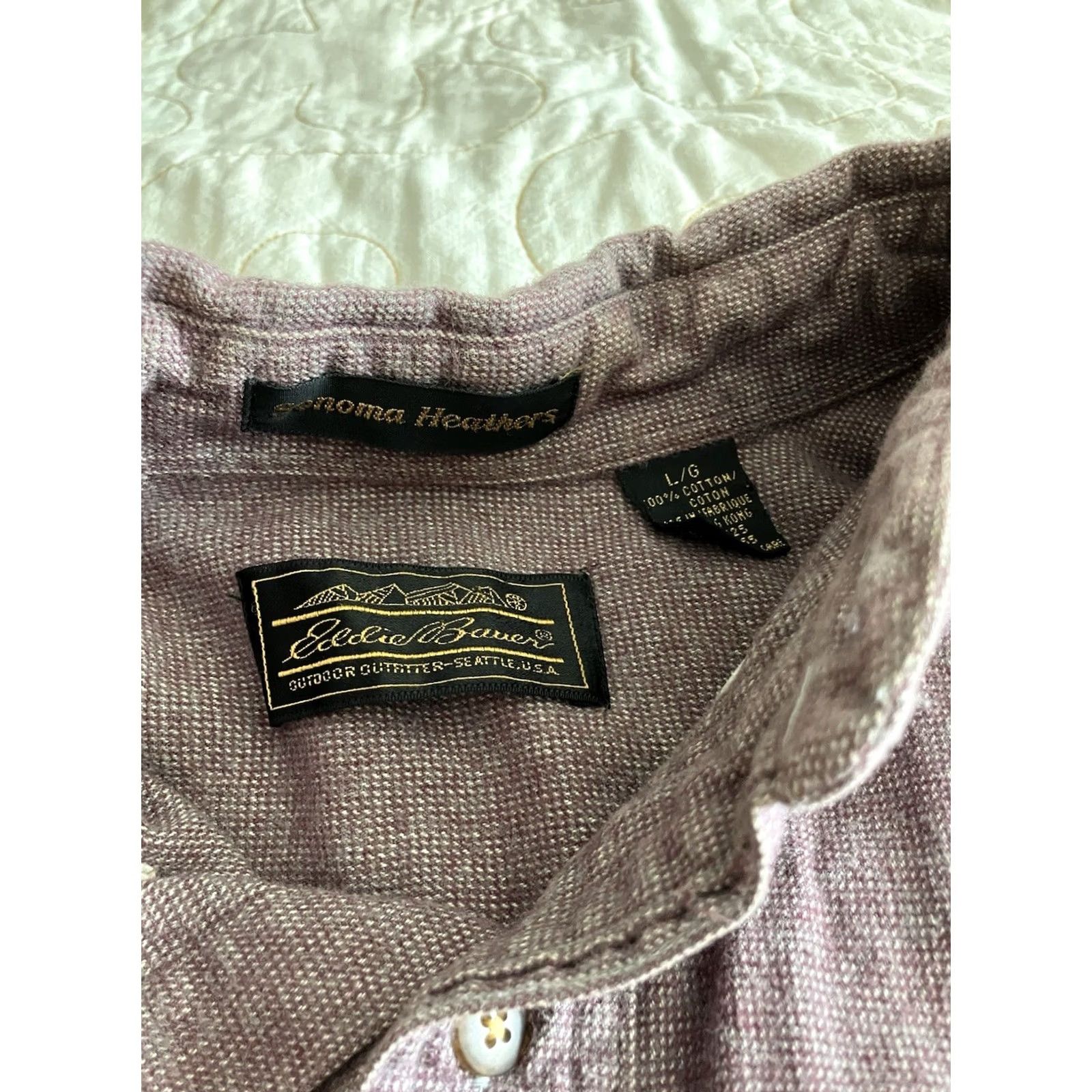 Eddie Bauer VINTAGE Eddie Bauer Shirt Mens Large Maroon Red Sonoma Heathers Button Down 90s Size US L / EU 52-54 / 3 - 2 Thumbnail