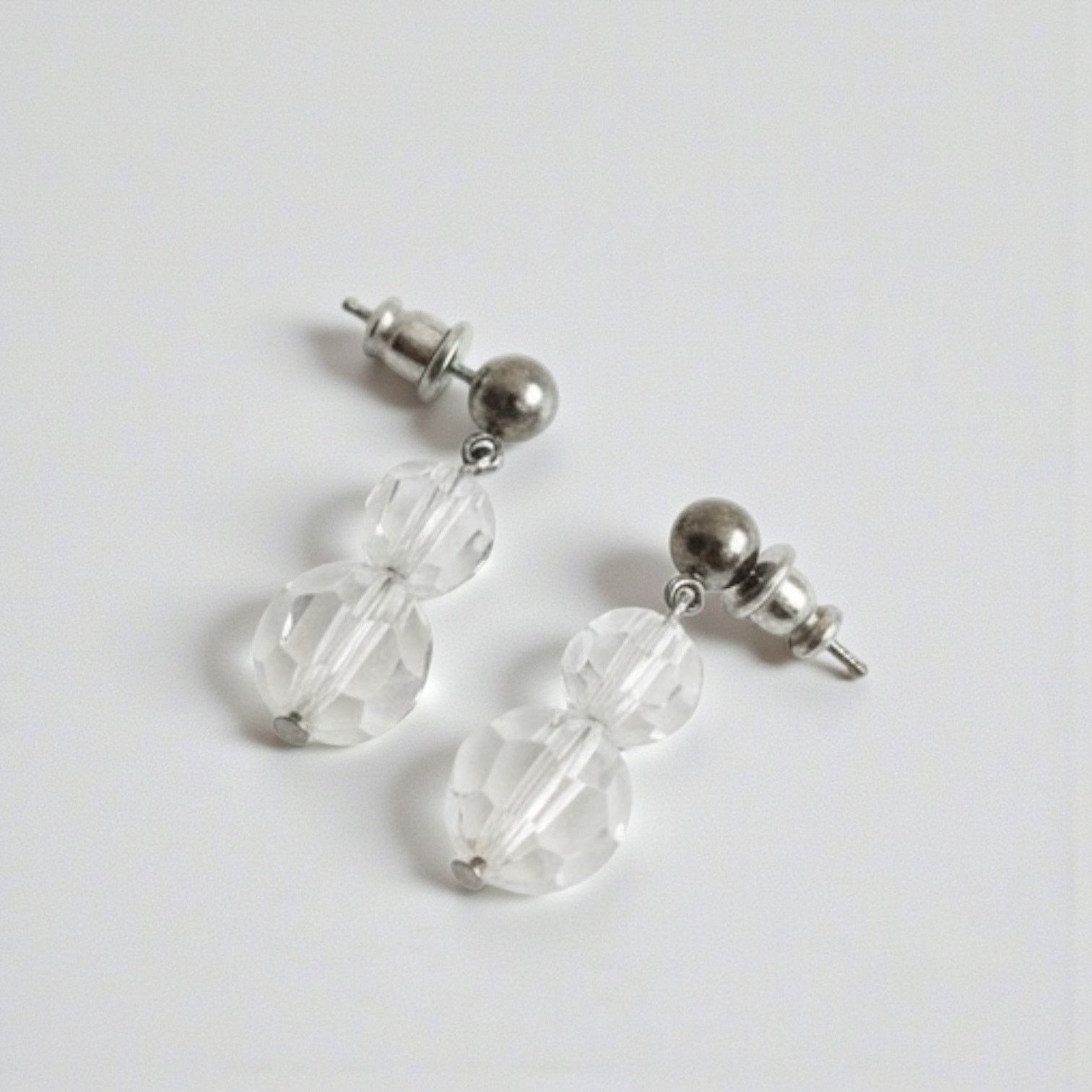 Other Vintage Clear Beaded Silver Earrings Size ONE SIZE - 1 Thumbnail