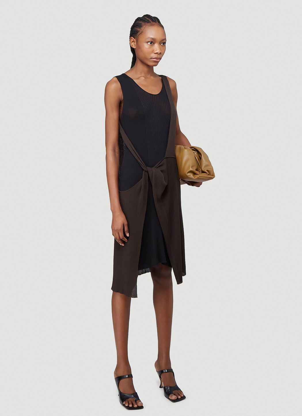 Bottega Veneta Deconstructed Layered Bi-Color Sheer Silk Ribbed Knit Dress Size XS / US 0-2 / IT 36-38 - 5 Thumbnail