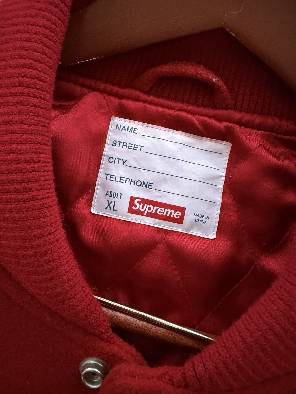 Supreme 2024 Supreme Big Logo Chenille Varsity Jacket 'Red' Size US XL / EU 56 / 4 - 3 Thumbnail