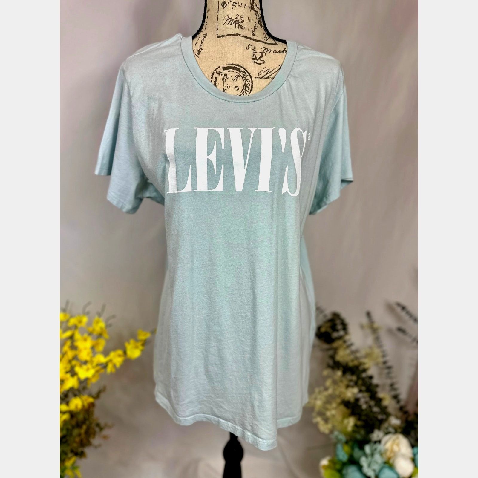 Levi's Levis 90's Serif Logo Graphic Tee Shirt Baby Blue Size 2X Size XXL / US 16-18 / IT 52-54 - 7 Thumbnail