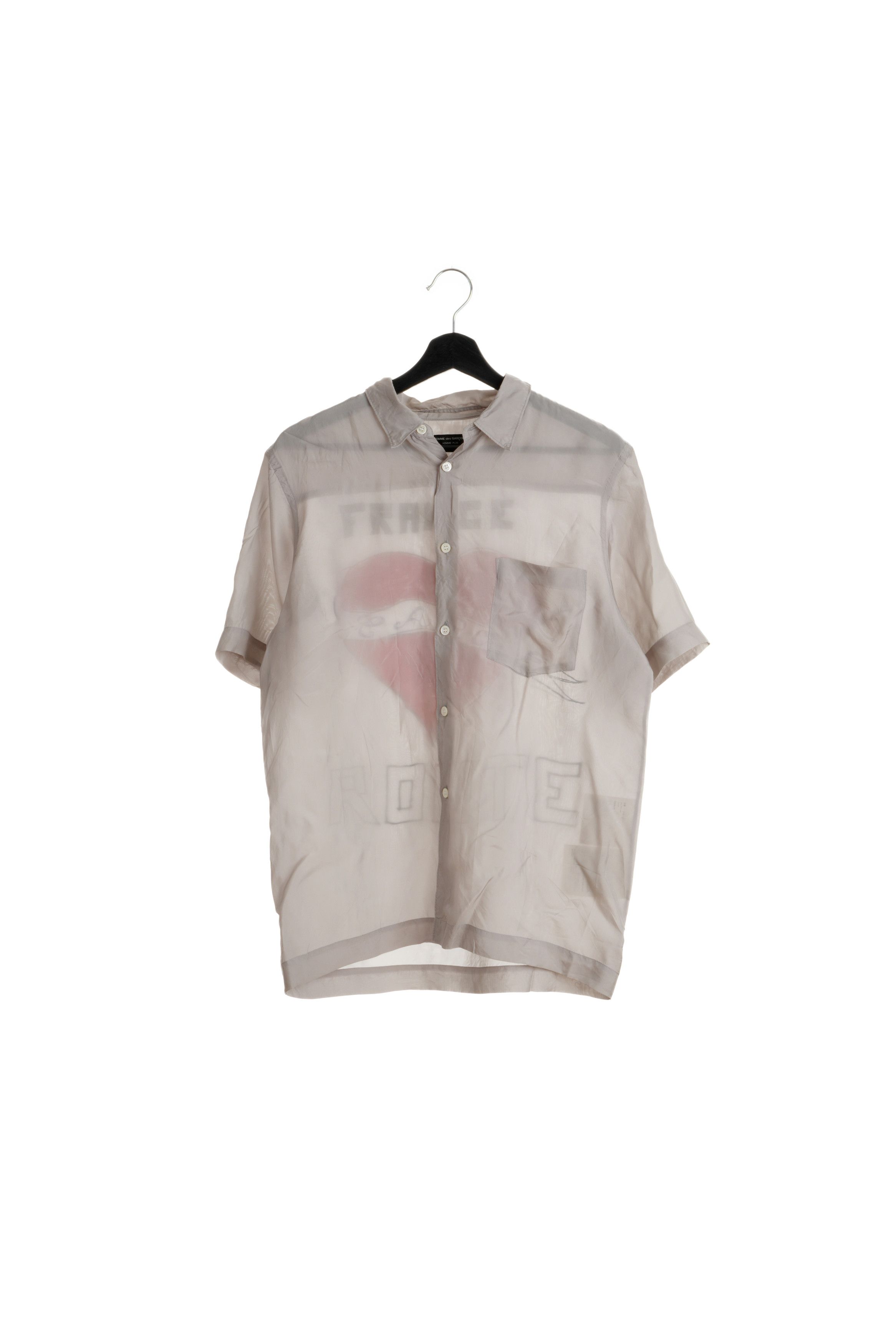 Comme des Garcons Homme Plus SS2004 "France and a Rose Route" Painted Cupro Shirt Size US M / EU 48-50 / 2 - 2 Thumbnail