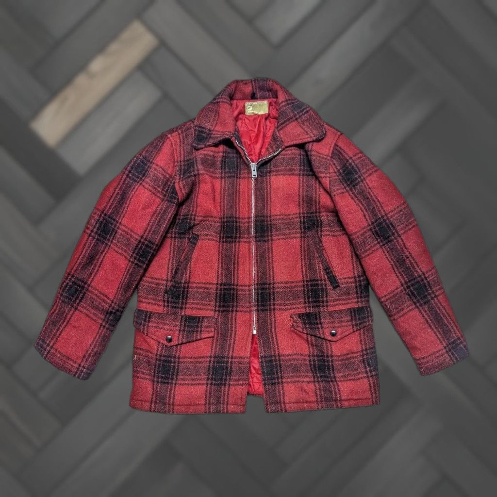 JCPenney VINTAGE hunting jacket JC Penney WOOL buffalo plaid M red/black 1960s coat Mens Size US M / EU 48-50 / 2 - 1 Thumbnail