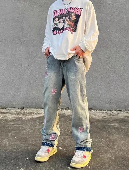 Other Washed distressed embroidered lettering jeans Size US 34 / EU 50 - 2 Thumbnail