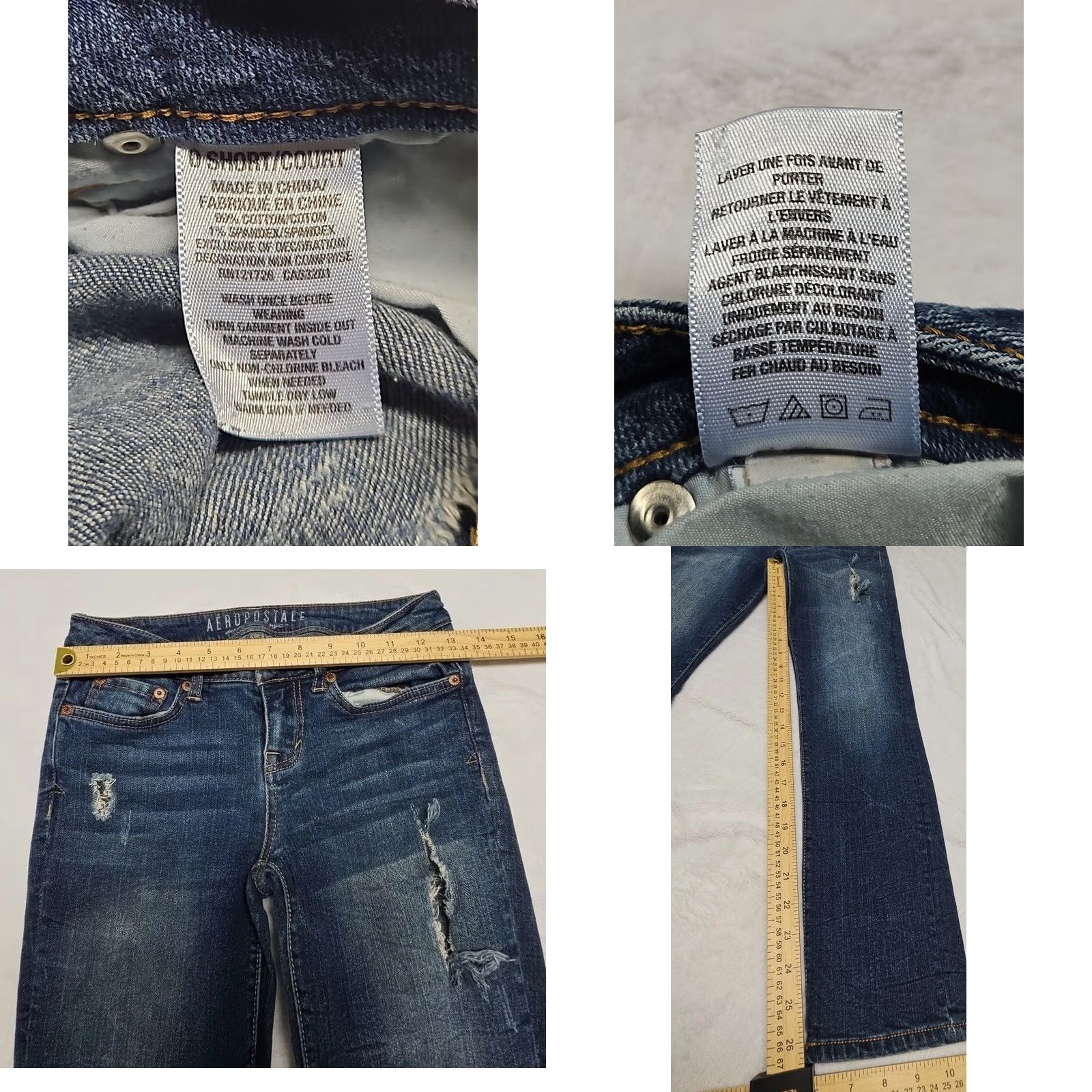 Vintage Aéropostale Jeans Skinny Women’s 0 Short Medium Wash Distressed Stretch Mid Rise Denim Cotton Blend Women’s Jeans Size 42" / US 20 - 8 Thumbnail