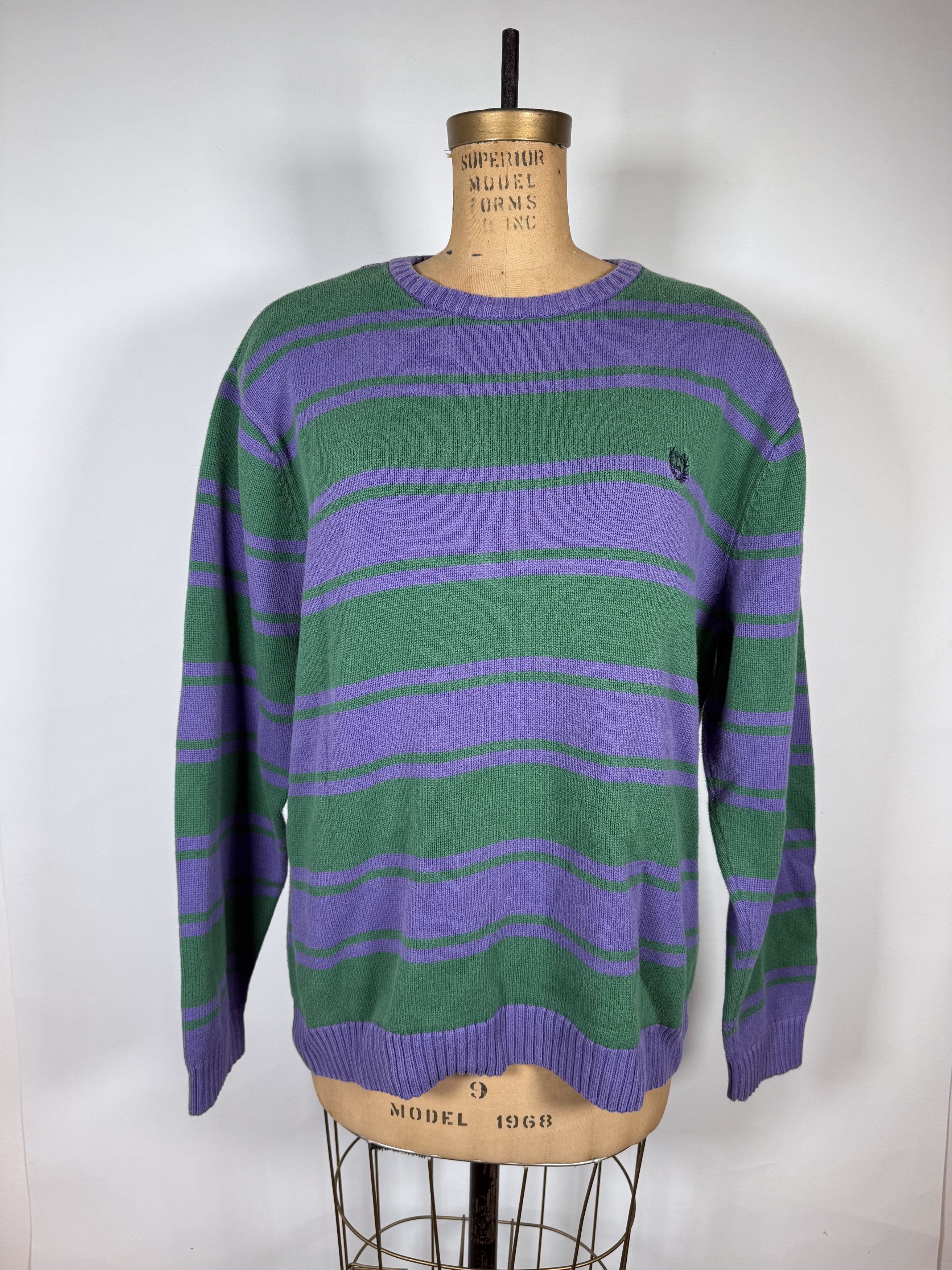 Chaps Vintage Chaps Green Purple Stripped Sweater Size US L / EU 52-54 / 3 - 1 Thumbnail