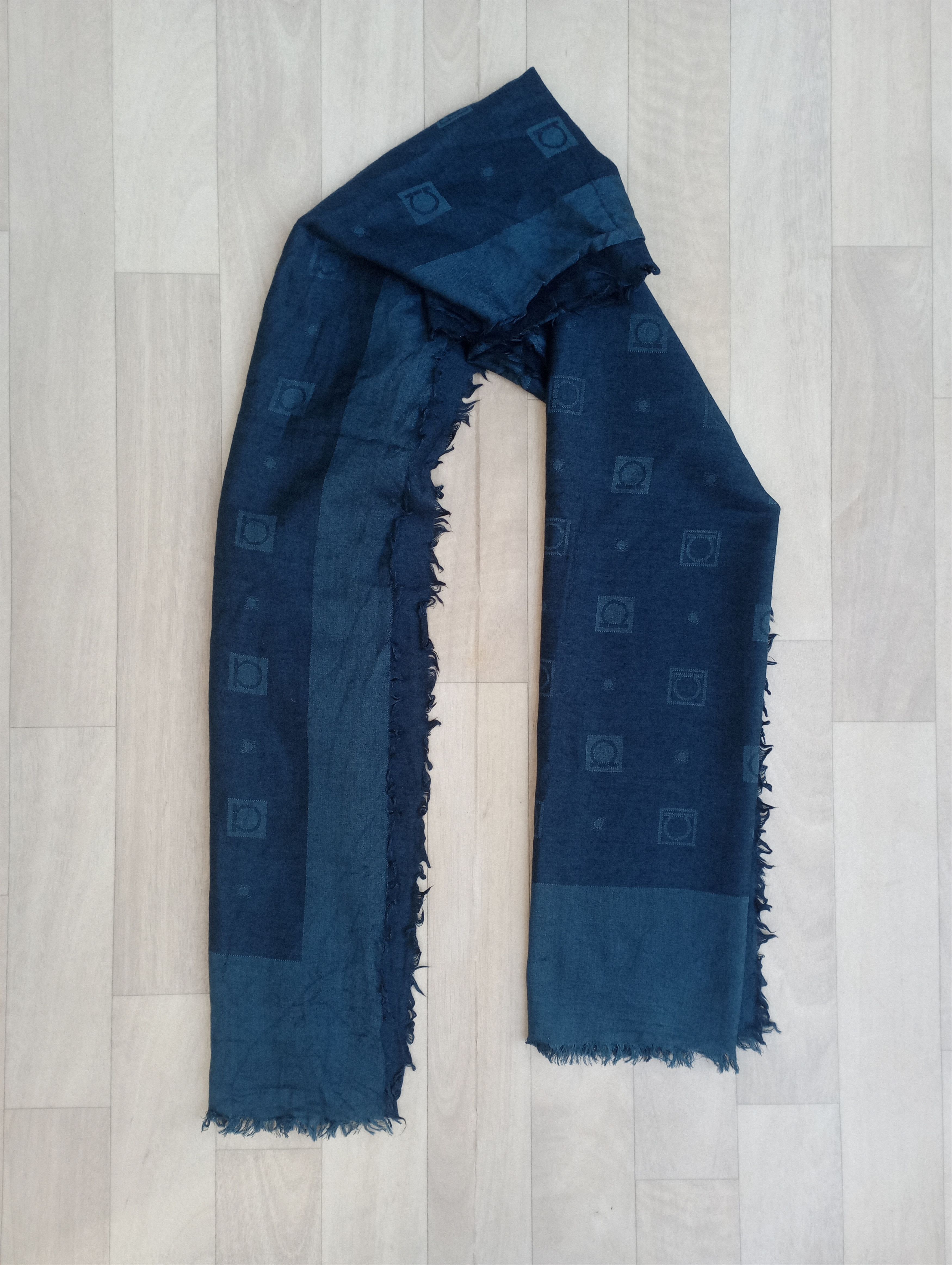 Salvatore Ferragamo Silk Wool Scarf Gancini