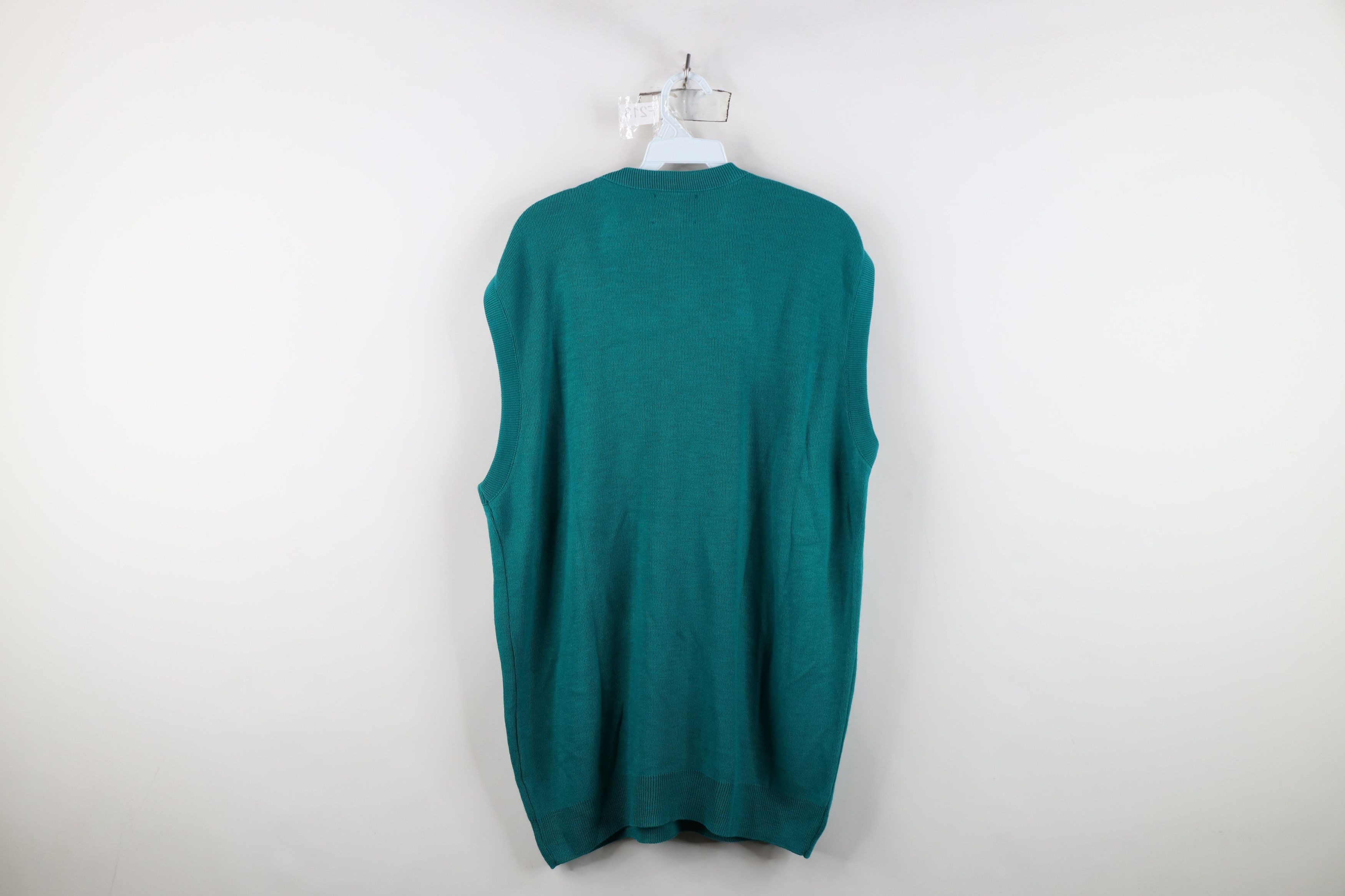 Vintage Vintage 90s Streetwear Knit V-Neck Sweater Vest Teal USA Size US XXL / EU 58 / 5 - 9 Thumbnail