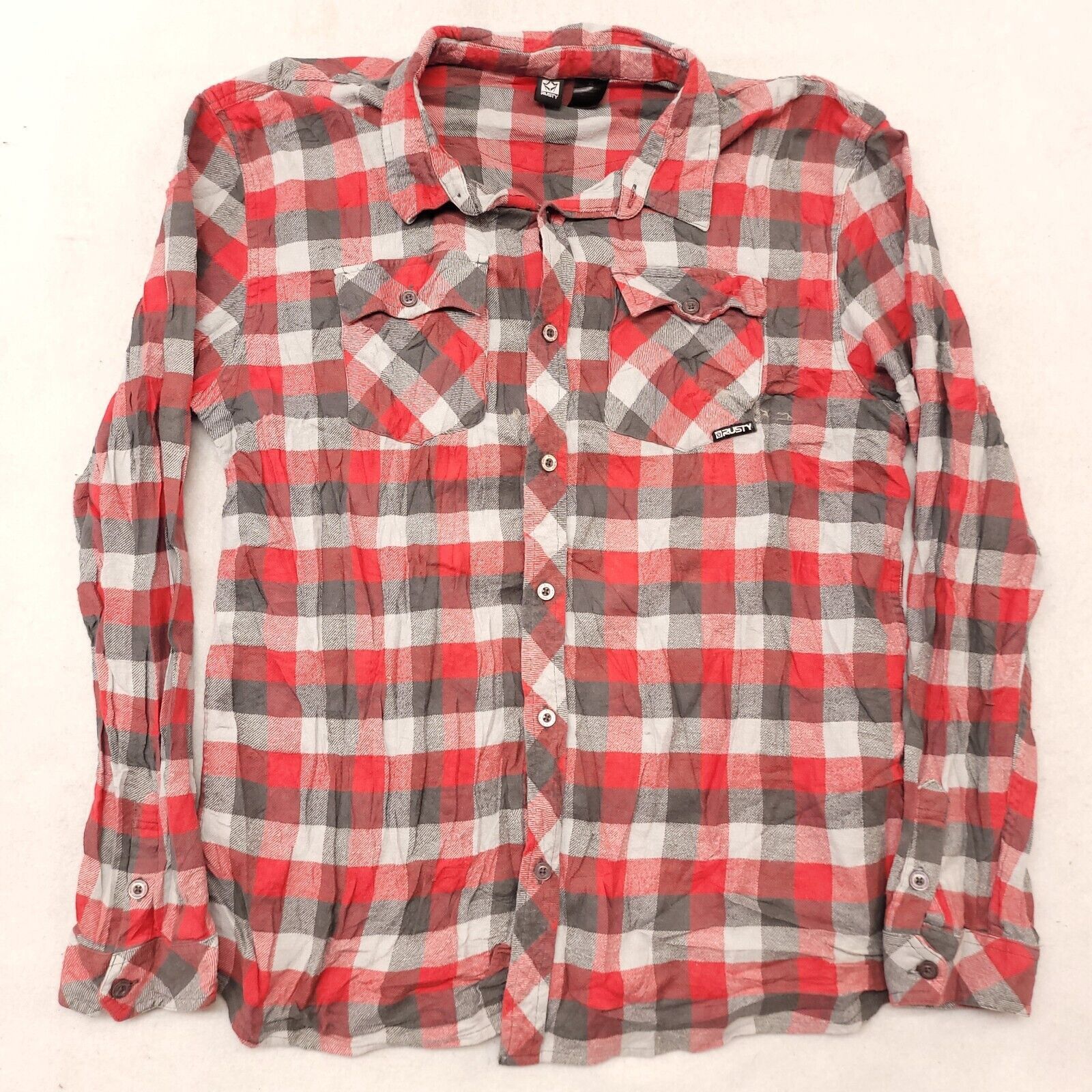 Rusty Rusty Gingham Flannel Shirt Men Size Extra Large XL Red Gray Size US XL / EU 56 / 4 - 2 Thumbnail
