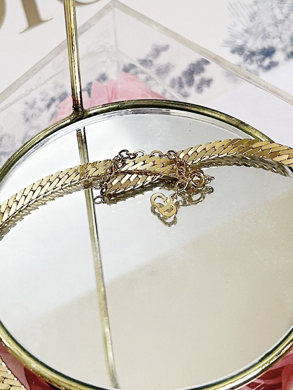 Dior Authentic Dior Vintage 24kt G.P Crystal Herringbone Necklace Size ONE SIZE - 3 Thumbnail