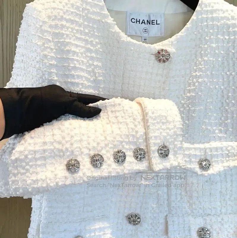 Chanel Chanel White Cotton Blend Women's Jacket . Size S / US 4 / IT 40 - 4 Thumbnail