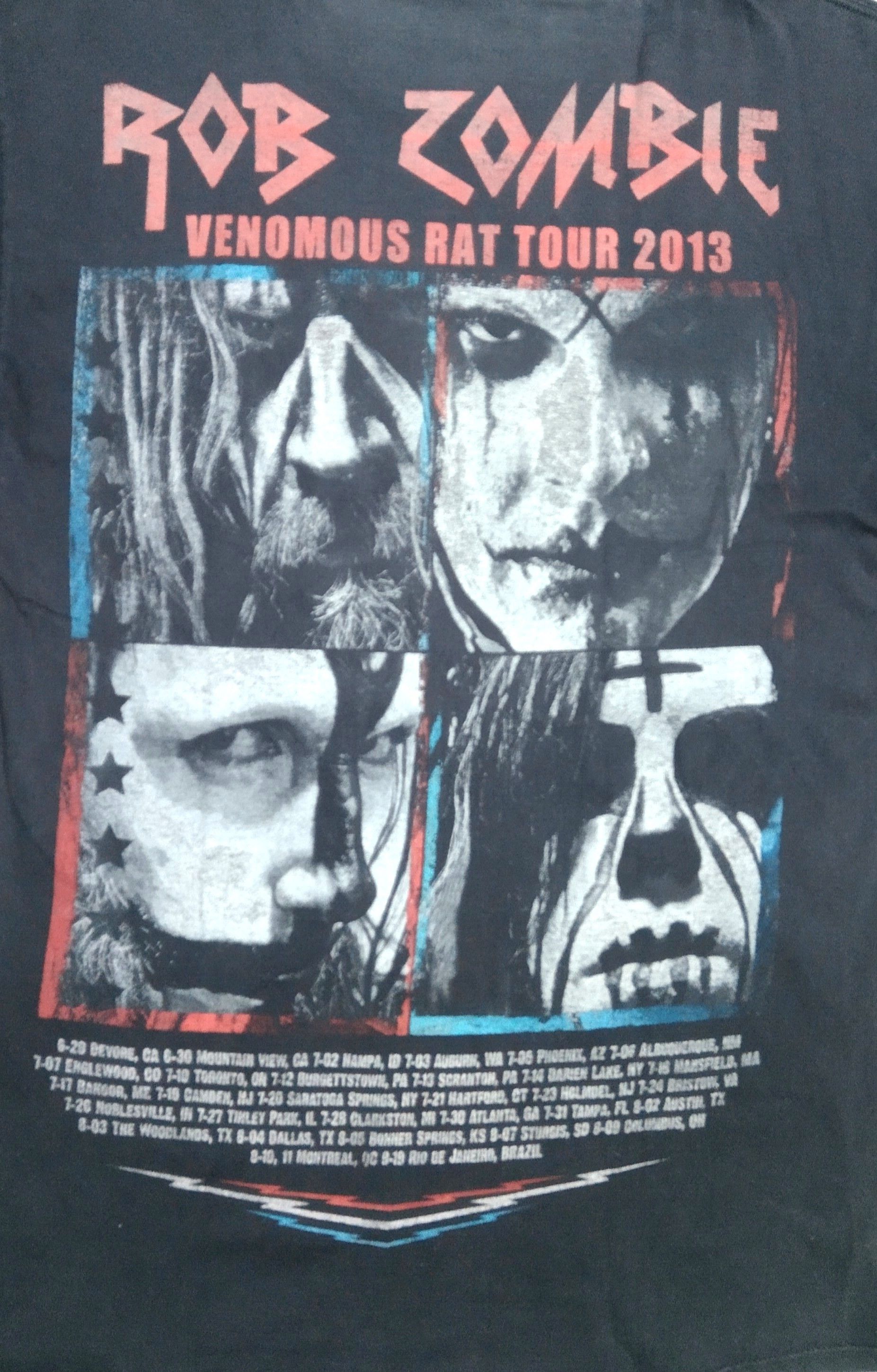 Band Tees ROB ZOMBIE venomous rat tour 2013 Size US M / EU 48-50 / 2 - 4 Thumbnail