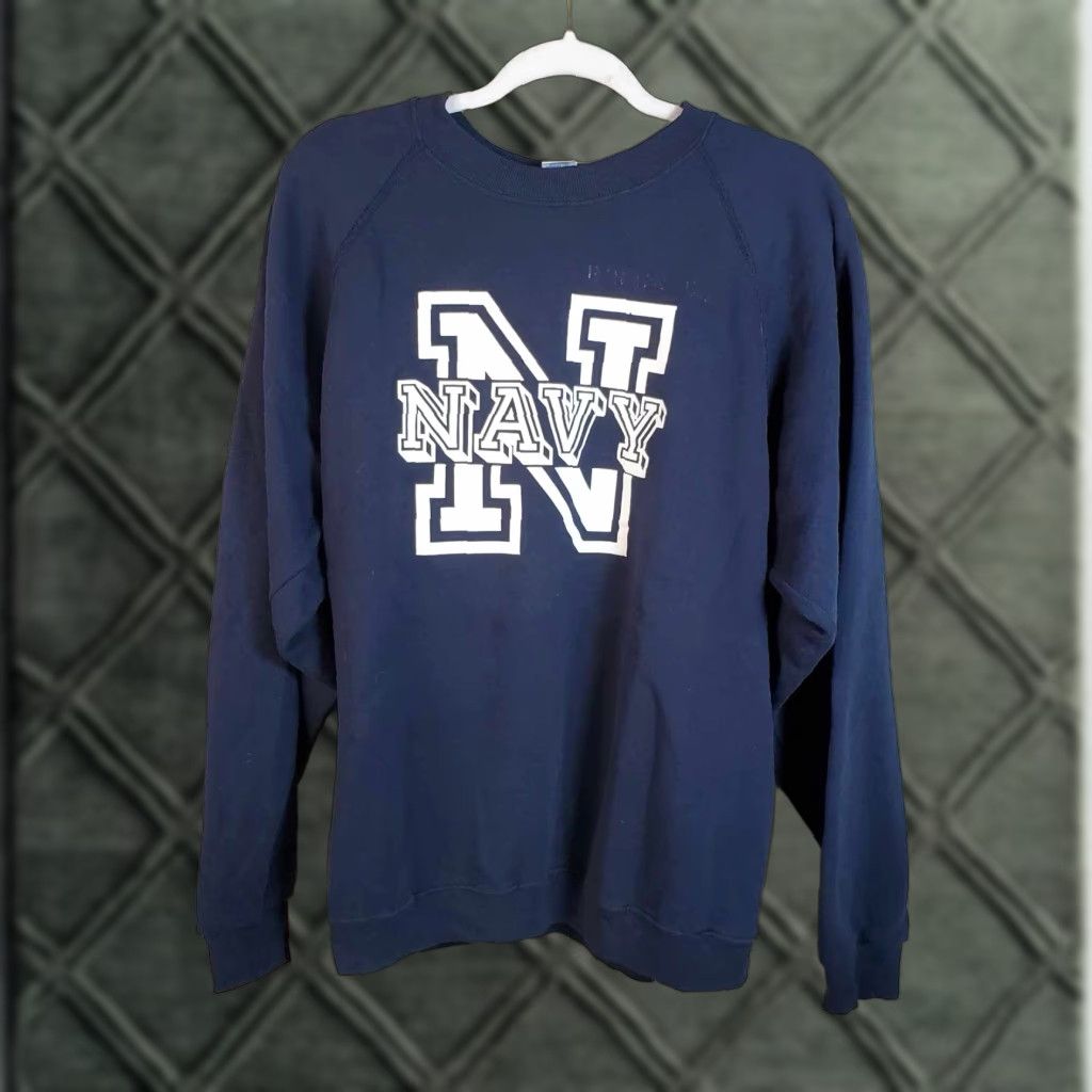 NCAA VINTAGE NCAA Navy Crewneck Sweatshirt Adult XL USPS USA Military Academy Pullover Long Sleeve Men Blue 90s Size US XL / EU 56 / 4 - 1 Thumbnail