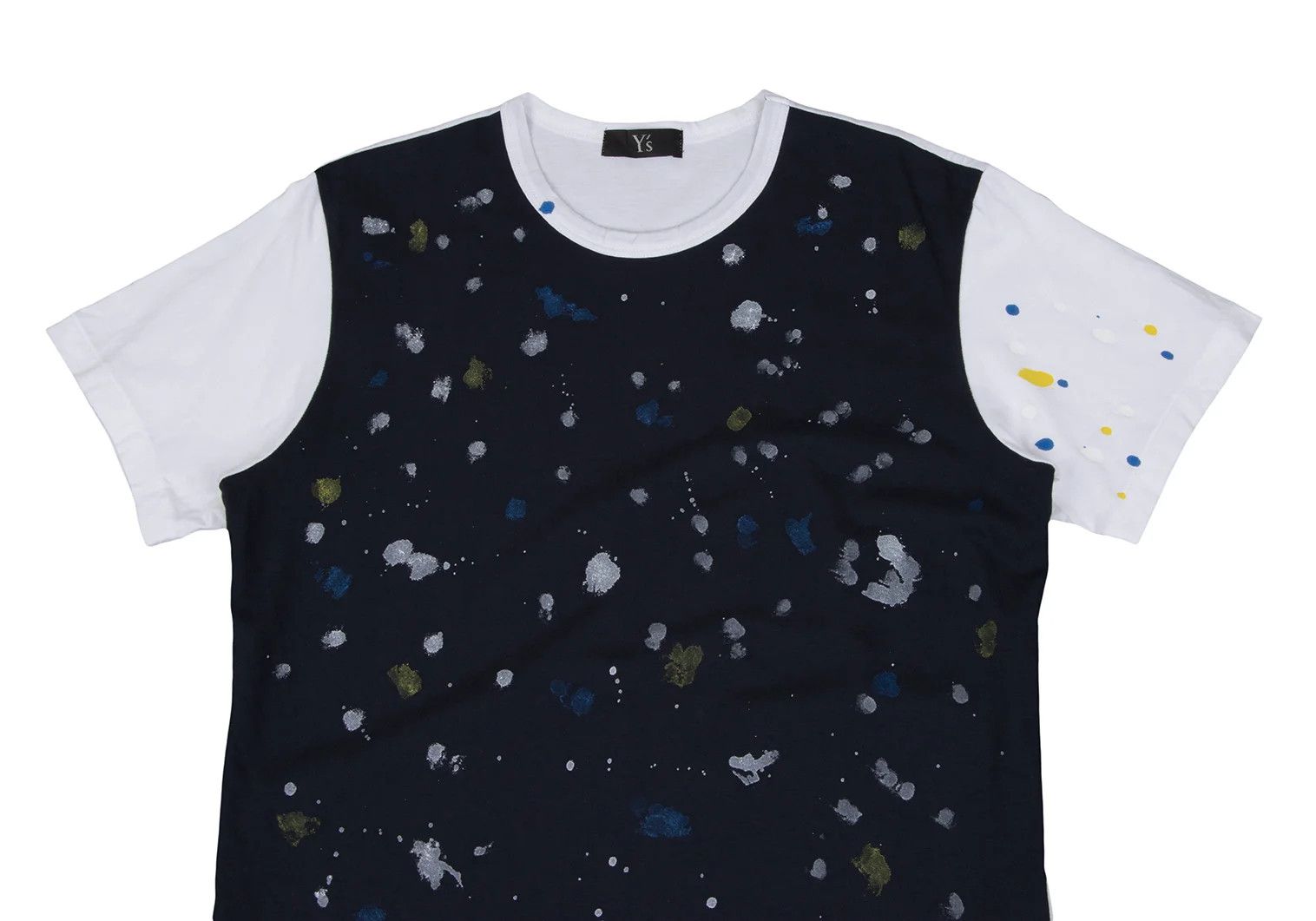 Jean Paul Gaultier Paint Print Cut T-Shirt in White and Navy for Men Size US M / EU 48-50 / 2 - 2 Thumbnail