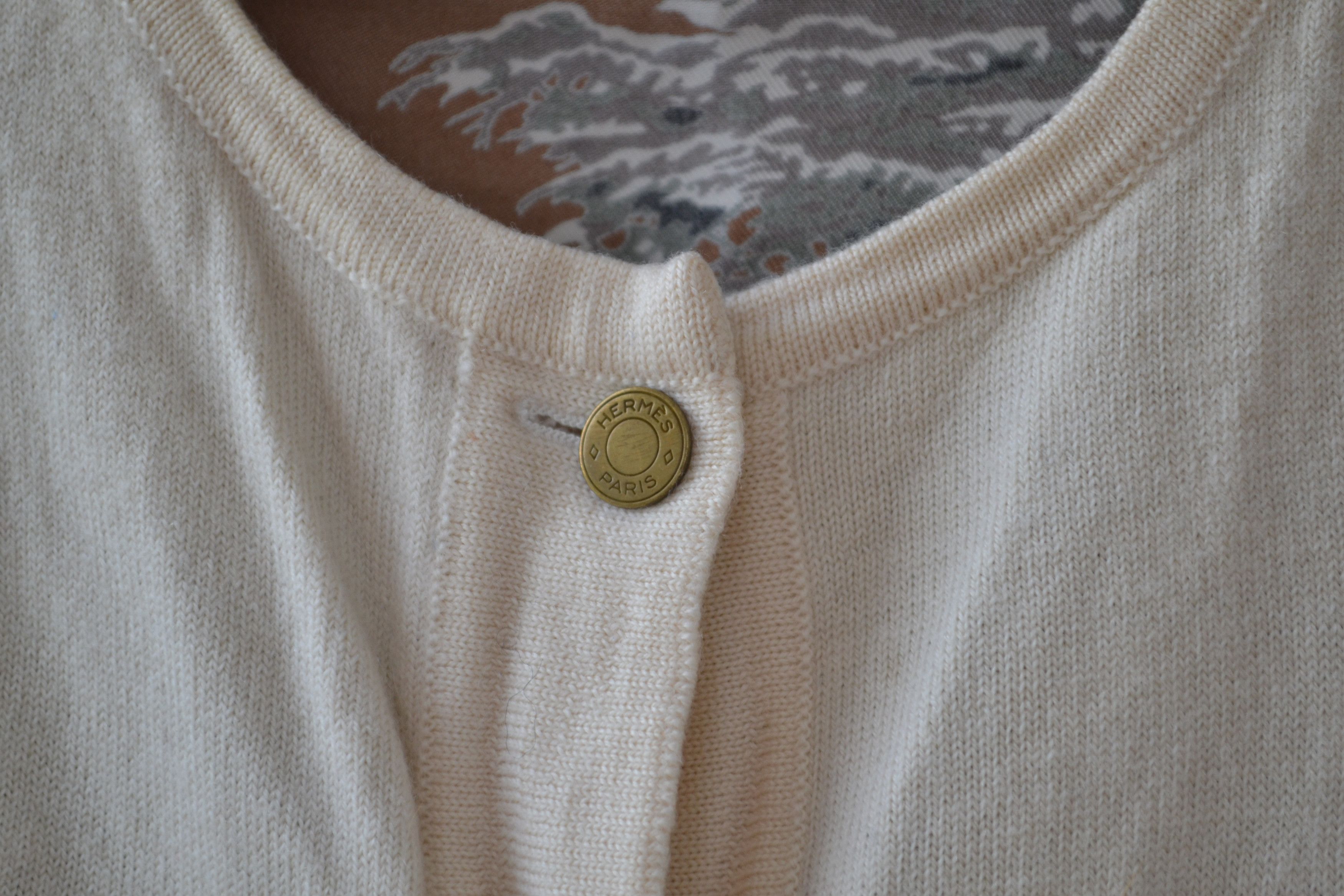 Hermes 🔴 HERMES Sweater Cardigan Wool Silk Horse Print Button Size M / US 6-8 / IT 42-44 - 5 Thumbnail
