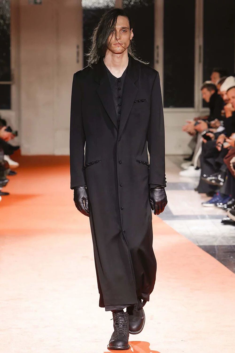 minimalist long coat by yohji yamamoto
