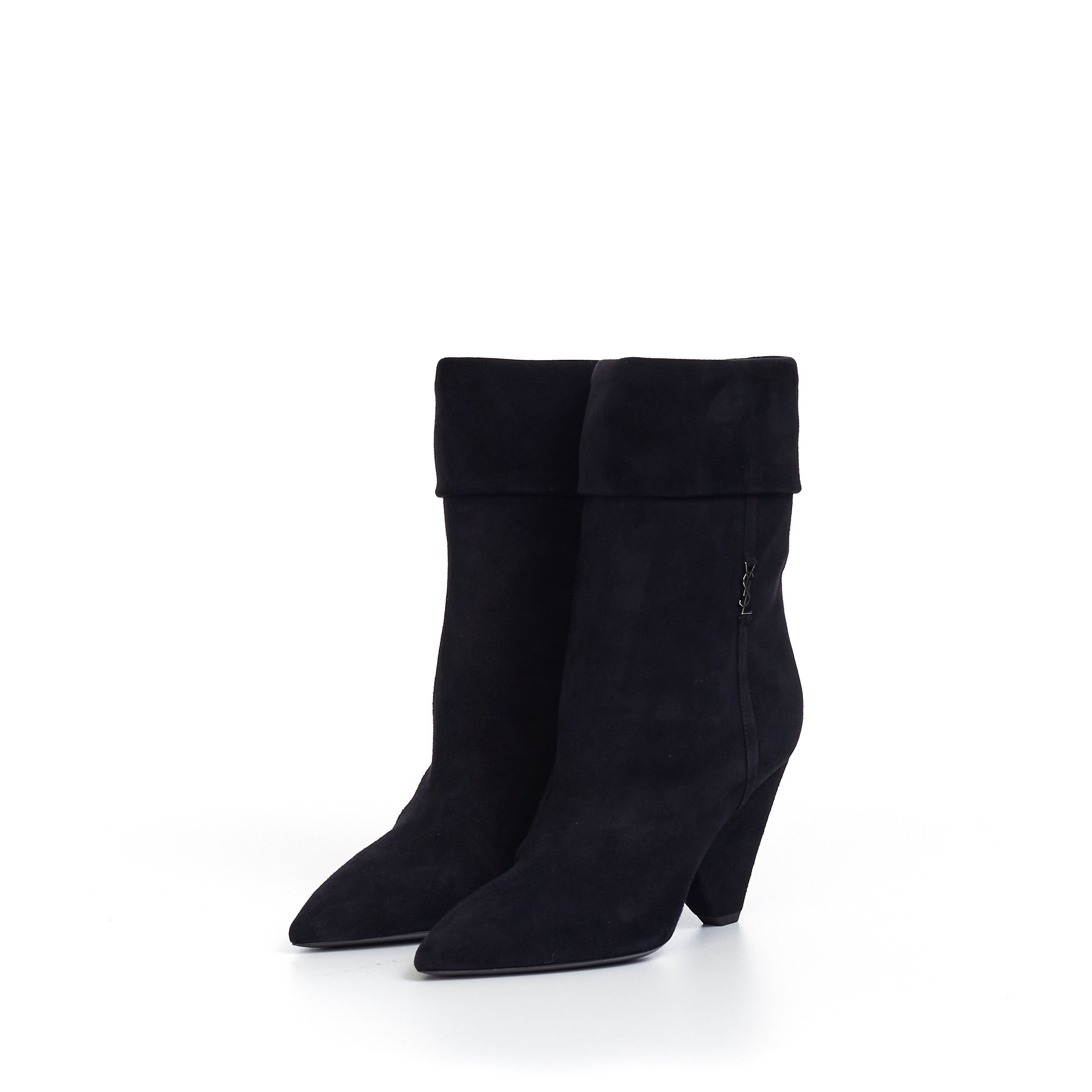 Saint Laurent Paris Niki Ankle Booties In Black Suede Size US 8.5 / IT 38.5 - 3 Thumbnail