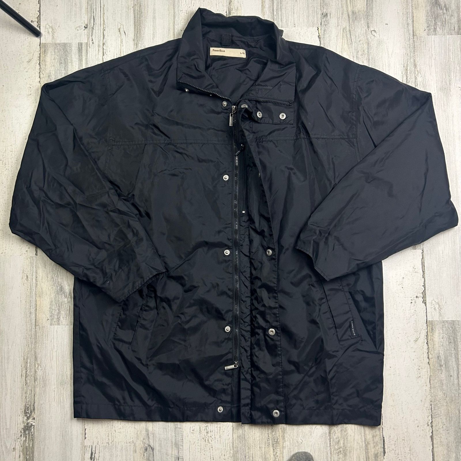 Perry Ellis × Vintage Perry Ellis Solid Black Men's Jacket Size US L / EU 52-54 / 3 - 4 Thumbnail