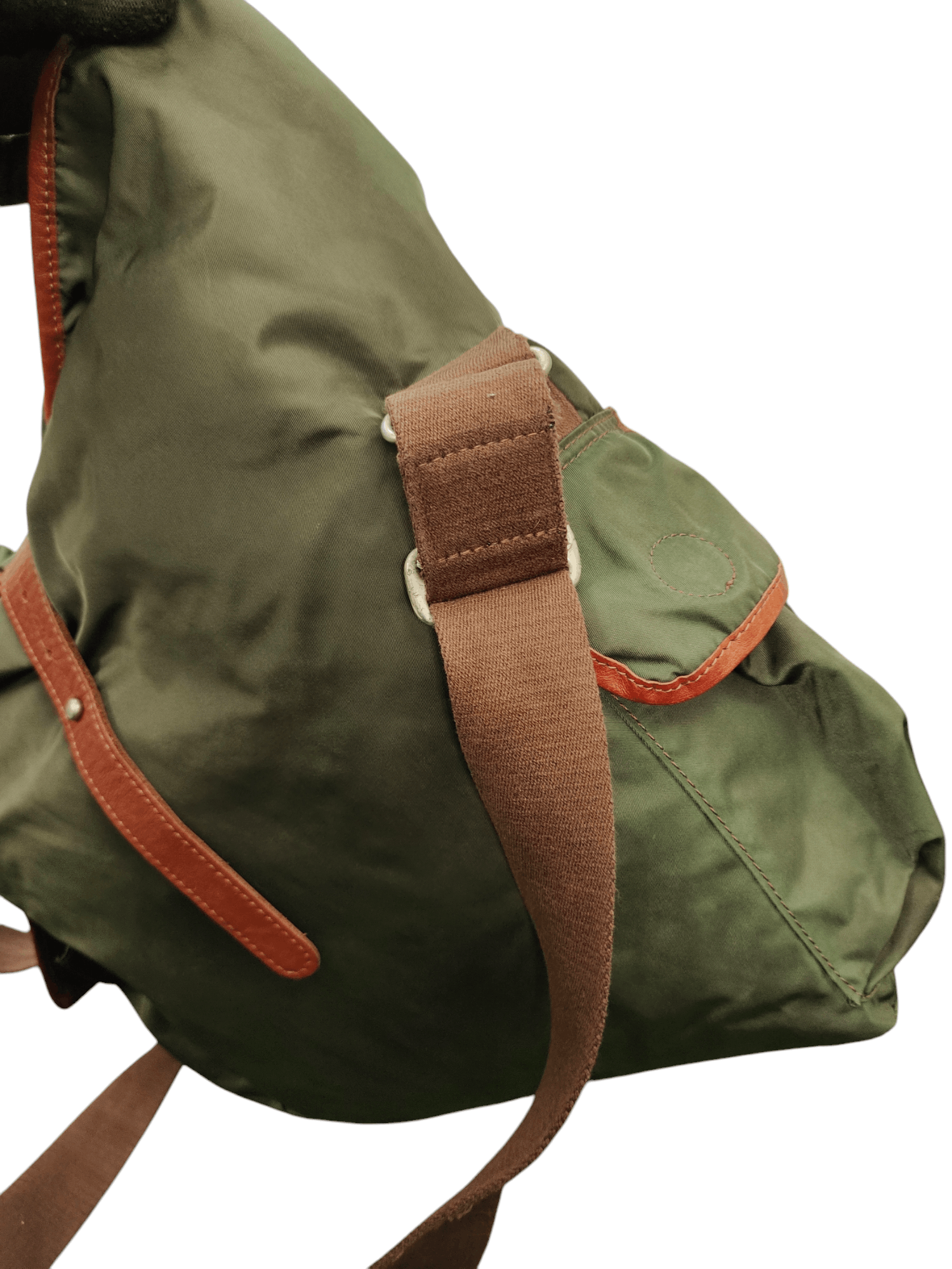Orobianco Vintage Orobianco Olive Green Nylon Leather Trim Sling Bag Size ONE SIZE - 6 Thumbnail