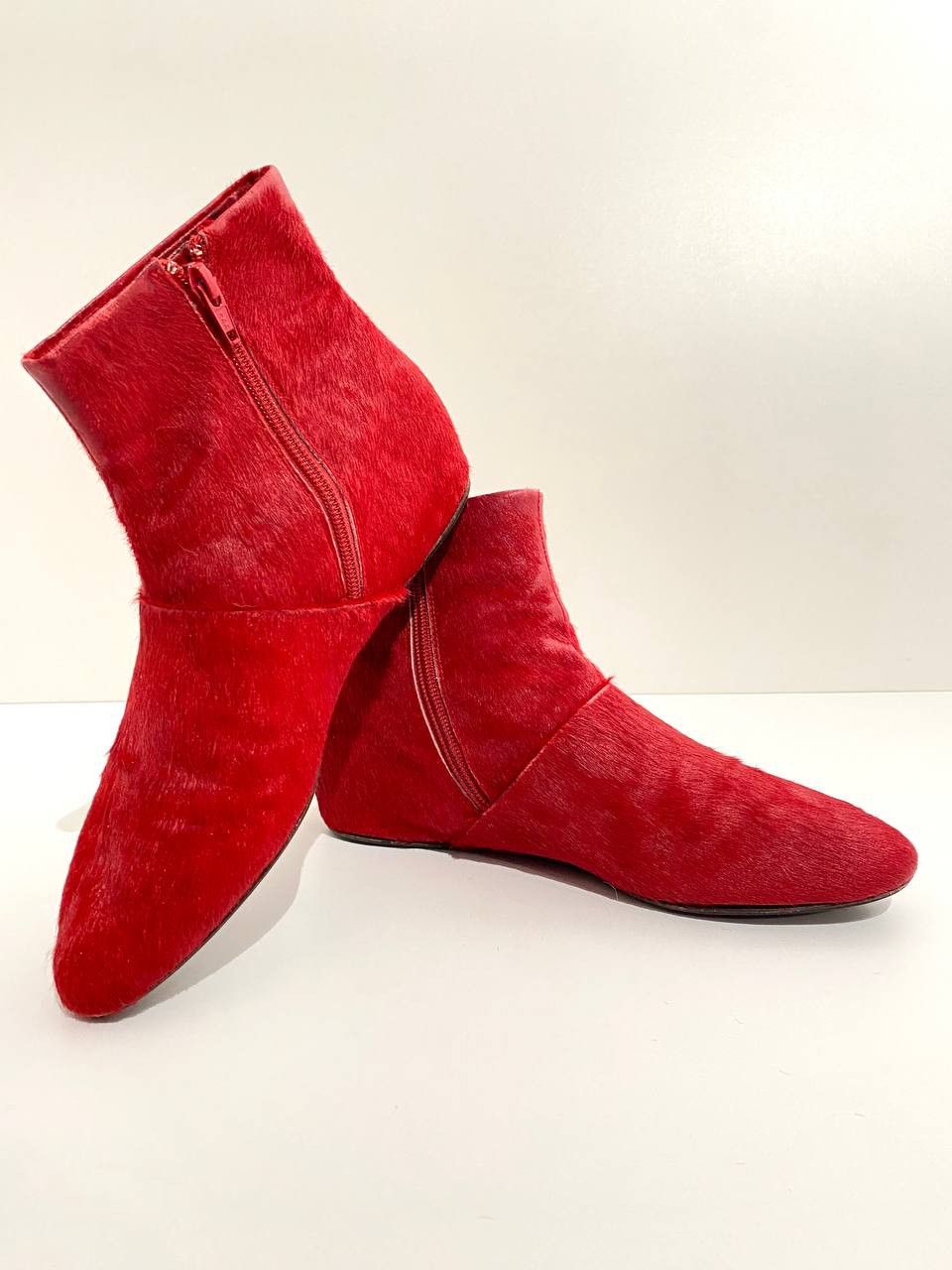 Chloe Chloe Red Pony Hair Ankle Zip Boots Vintage Y2K Size US 8 / IT 38 - 2 Thumbnail