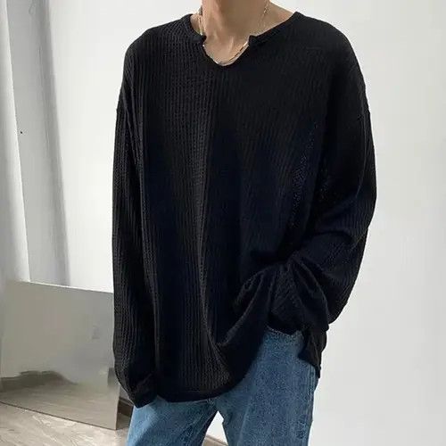 Japanese Brand × Vintage Korean fashion grey U neck long sleeve waffle top Size US M / EU 48-50 / 2 - 1 Thumbnail
