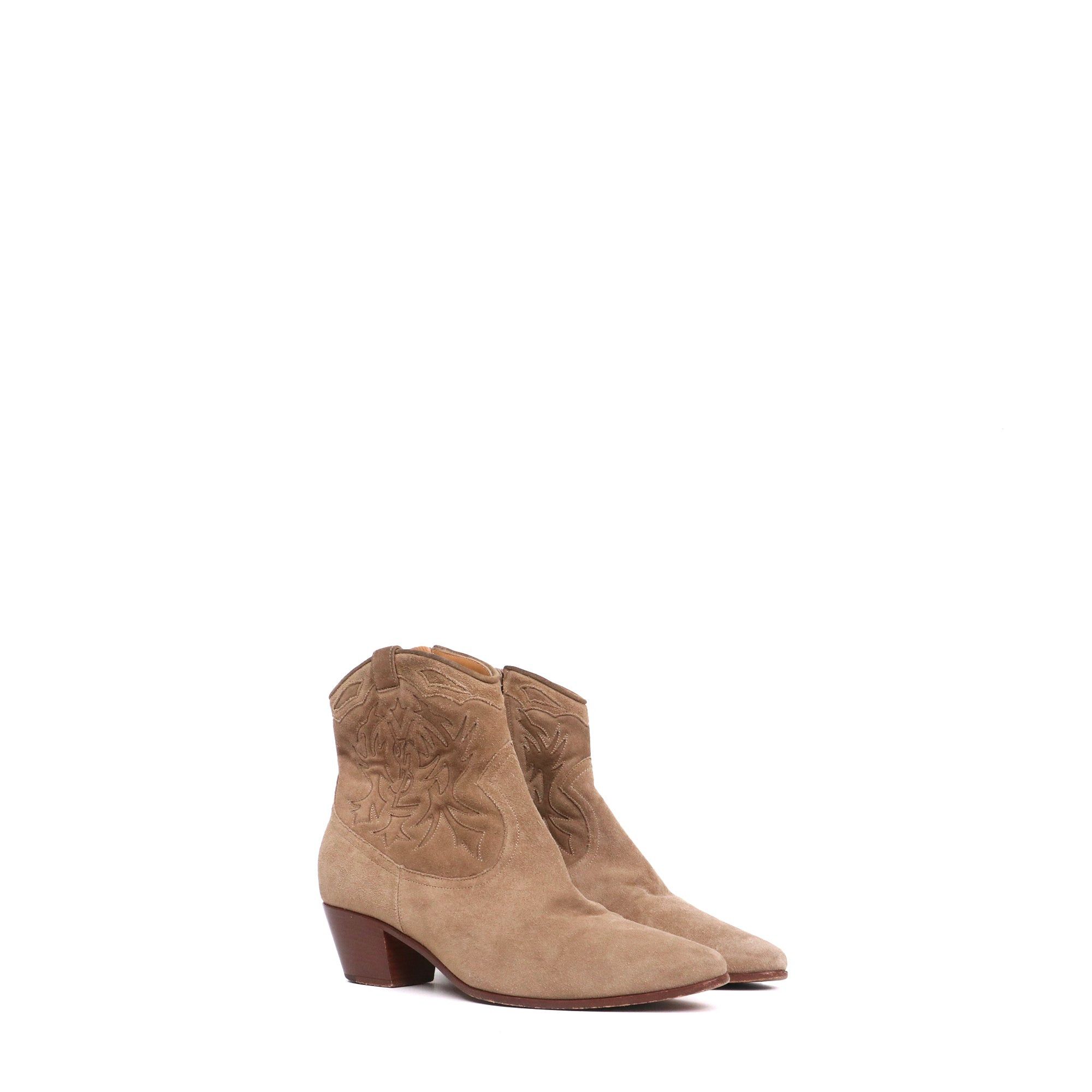 Saint Laurent Paris SAINT LAURENT - Saint Laurent cowboy boots in brown suede (T38.5) Size US 7.5 / IT 37.5 - 1 Thumbnail