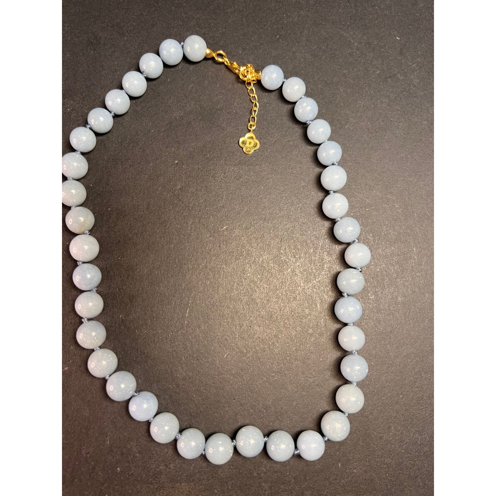 Other NEW Angelite beaded necklace with vermeil yellow gold clasp Size ONE SIZE - 3 Thumbnail