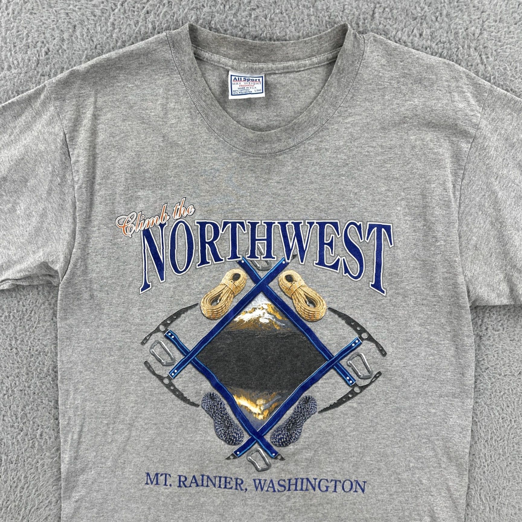 Vintage VINTAGE All Sport Shirt Gray 90s USA Climb The Northwest Mens L White? Size US L / EU 52-54 / 3 - 5 Thumbnail