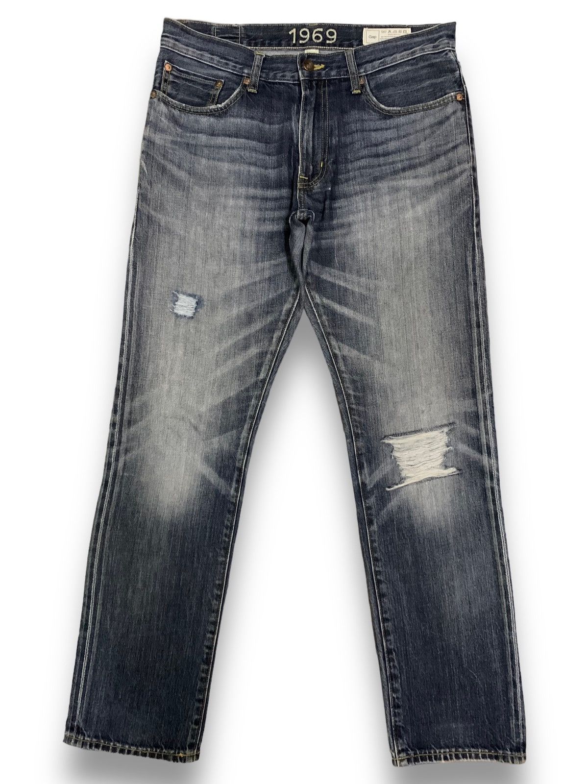 Gap Vintage Gap 1969 Whiskers Washed Distressed Grunge Jeans Size US 32 / EU 48 - 1 Thumbnail