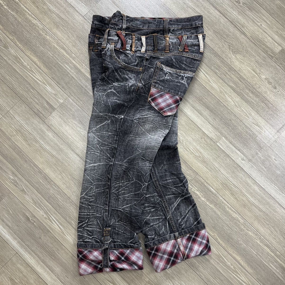 Japanese Brand Destroyed Y2K Barcedos Double Waist Lightning Design Jeans Size US 31 - 9 Thumbnail