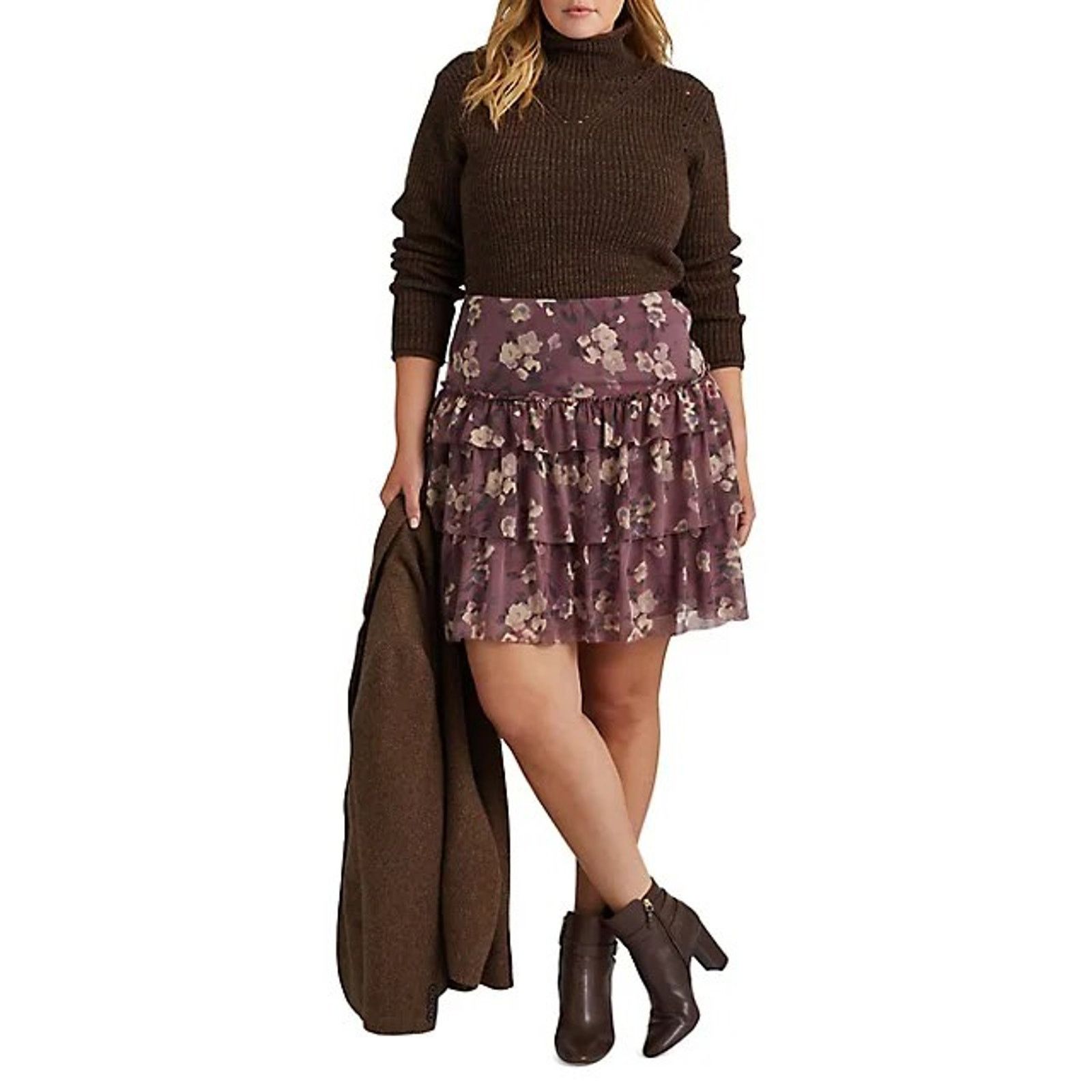 Ralph Lauren Ralph Lauren Women Purple Boho Ruffled Tiered Skirt Size 16 Size 38" / US 16 / IT 52 - 1 Thumbnail