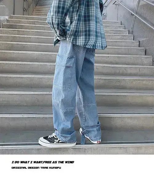 Japanese Brand × Vintage Lightwash baggy fit denim cargo pants Size US 29 - 2 Thumbnail