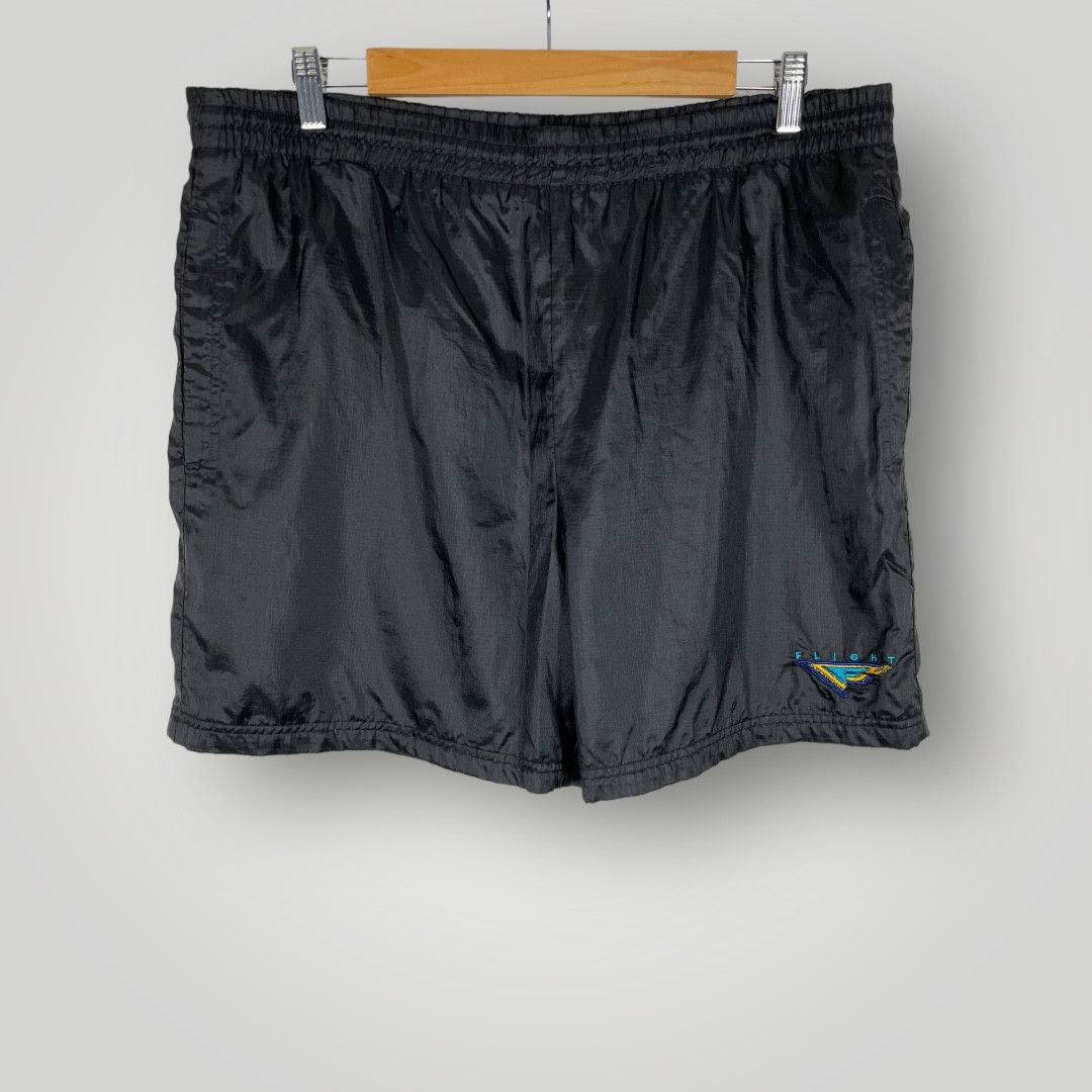 Vintage Vintage 90s Nike Flight Embroidered Swoosh Nylon Shorts Size US 34 / EU 50 - 1 Thumbnail