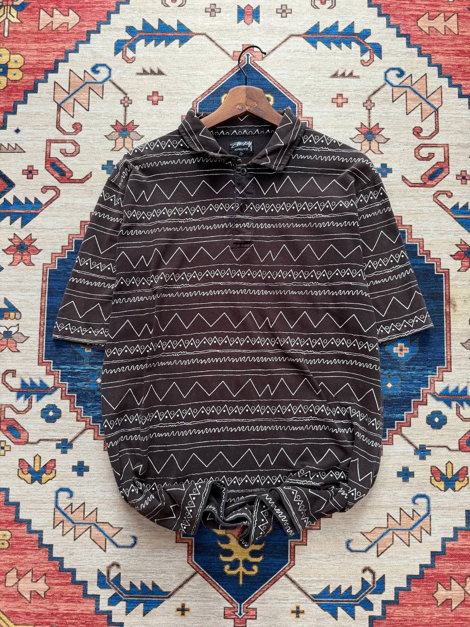 Stussy VERY RARE Stussy Aztec Design Collar Shirt Size US L / EU 52-54 / 3 - 1 Thumbnail