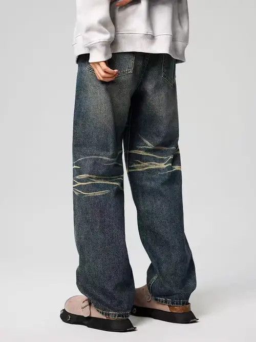 VIBE Vintage street striped washed and faded loose jeans Size US 36 / EU 52 - 4 Thumbnail