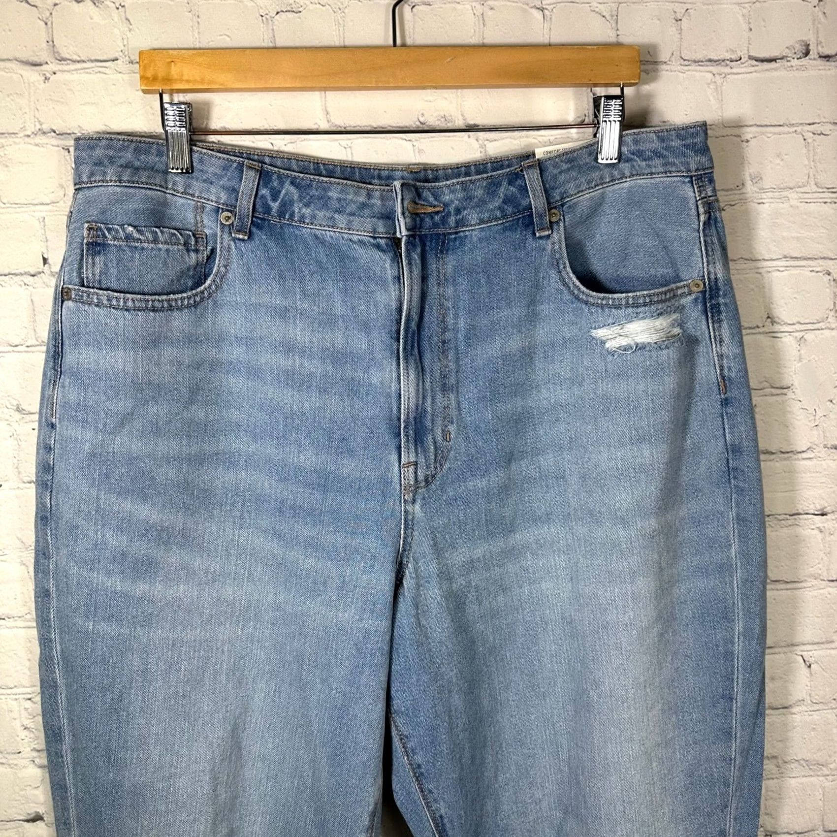 American Eagle Outfitters VINTAGE American Eagle Jeans Womens 18W High Rise Distressed Light Wash Denim 5-Pocket Size 40" / US 18 - 3 Thumbnail