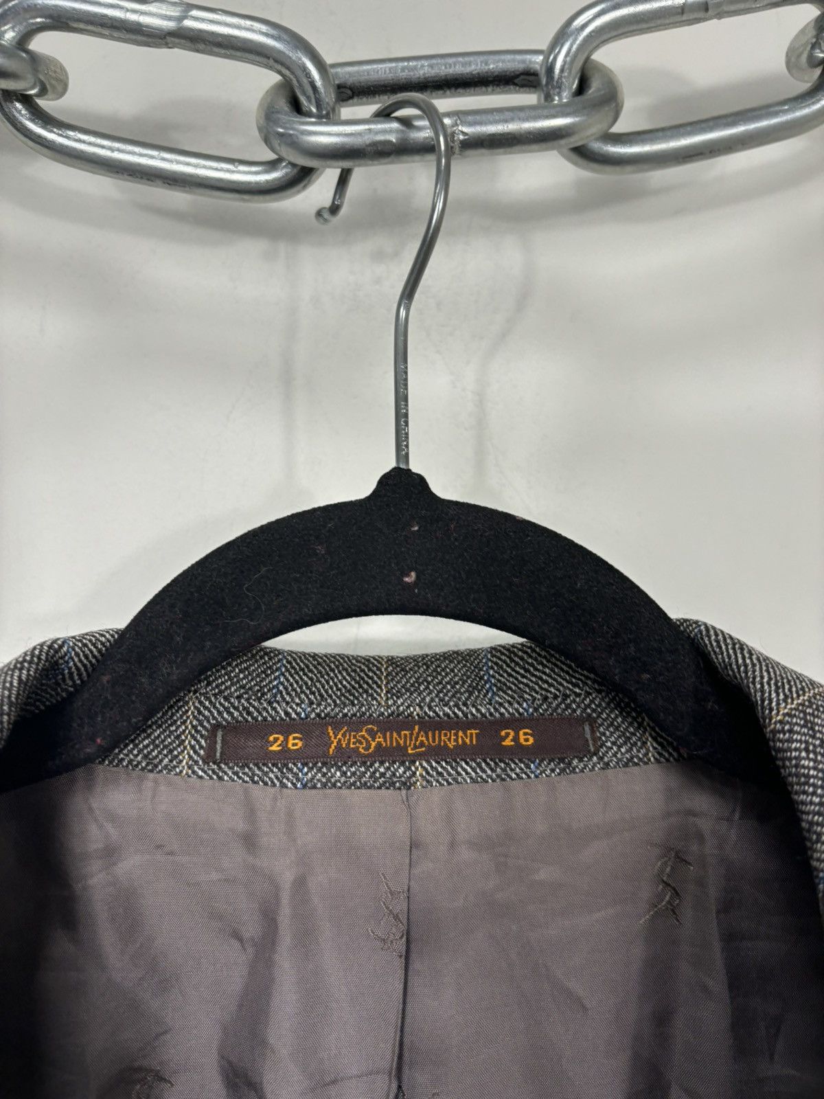 Vintage Vintage Yves Saint Laurent Striped Formal Luxury Wool Blazer Size 44R - 11 Thumbnail