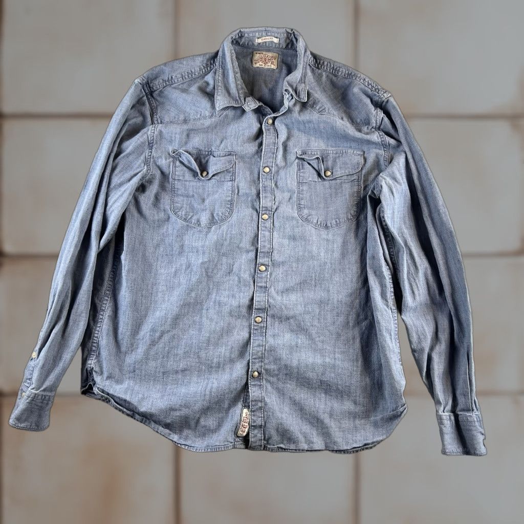 Lucky Brand VINTAGE Lucky Brand Denim Pearl Snap Western Shirt Mens XL Blue Classic Fit Y2K Size US XL / EU 56 / 4 - 1 Thumbnail