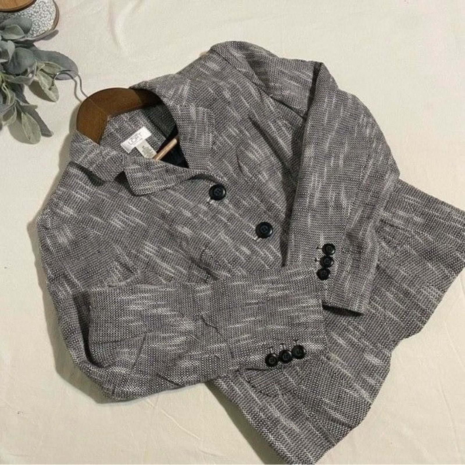 Loft Loft · 6P · Black White Tweed Jacket · Lined Career Blazer Size M / US 6-8 / IT 42-44 - 6 Thumbnail