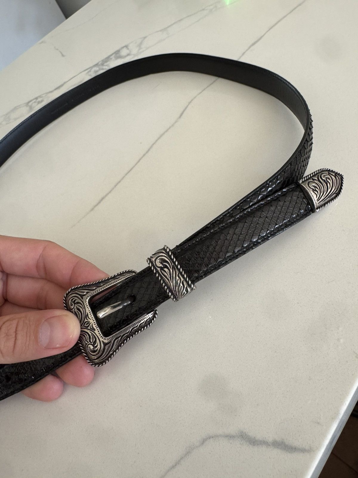 Saint Laurent Paris Hedi SS14 Python Western Belt 95 Size 36 - 4 Thumbnail