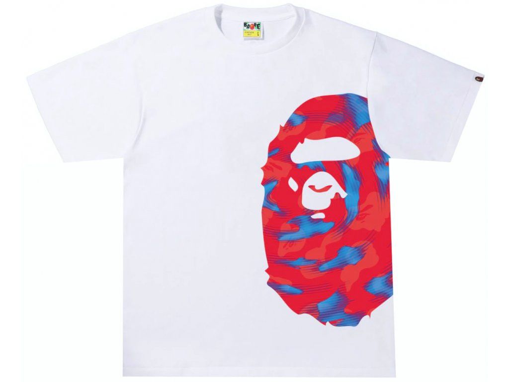 Image of Bape Stroke Camo Side Big Ape Head Tee in White, Men's (Size XL)