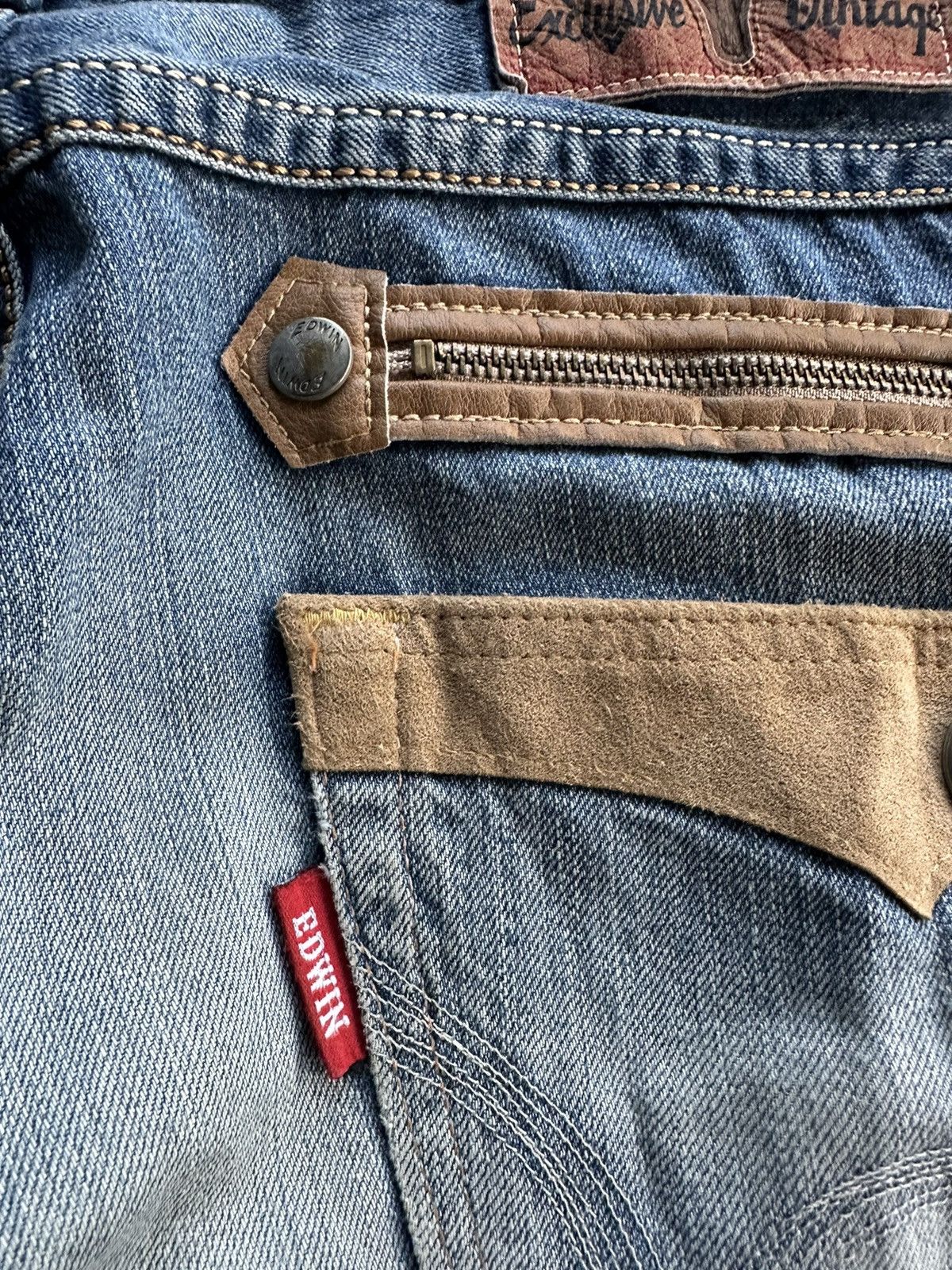 Edwin Vintage Edwin Bulls Head XV Distressed Faded Denim D495 Size US 34 / EU 50 - 7 Thumbnail