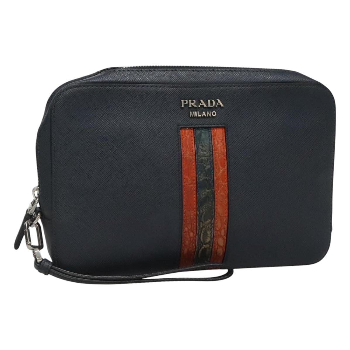 Prada Prada Zip Pochette Saffiano Leather Size ONE SIZE - 1 Thumbnail